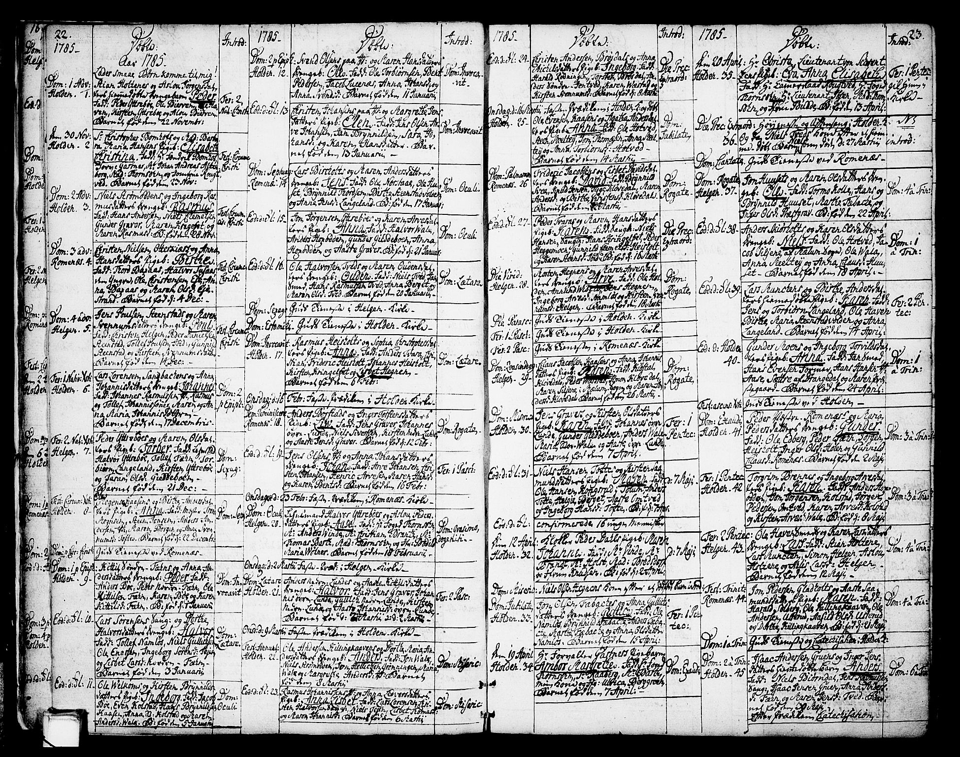 Holla kirkebøker, AV/SAKO-A-272/F/Fa/L0002: Ministerialbok nr. 2, 1779-1814, s. 22-23