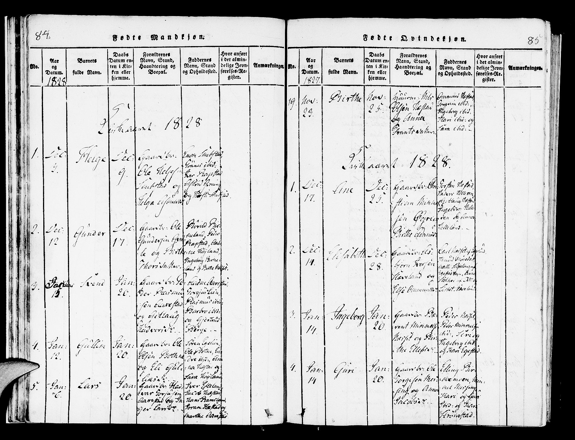 Helleland sokneprestkontor, SAST/A-101810: Ministerialbok nr. A 4, 1815-1834, s. 84-85