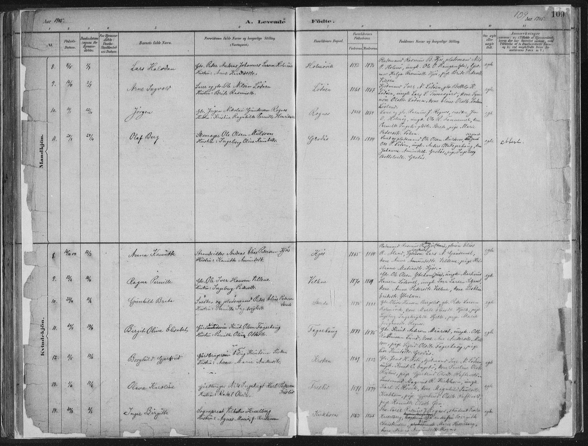 Hornindal sokneprestembete, AV/SAB-A-82401/H/Haa/Haaa/L0003/0001: Ministerialbok nr. A 3A, 1887-1917, s. 109