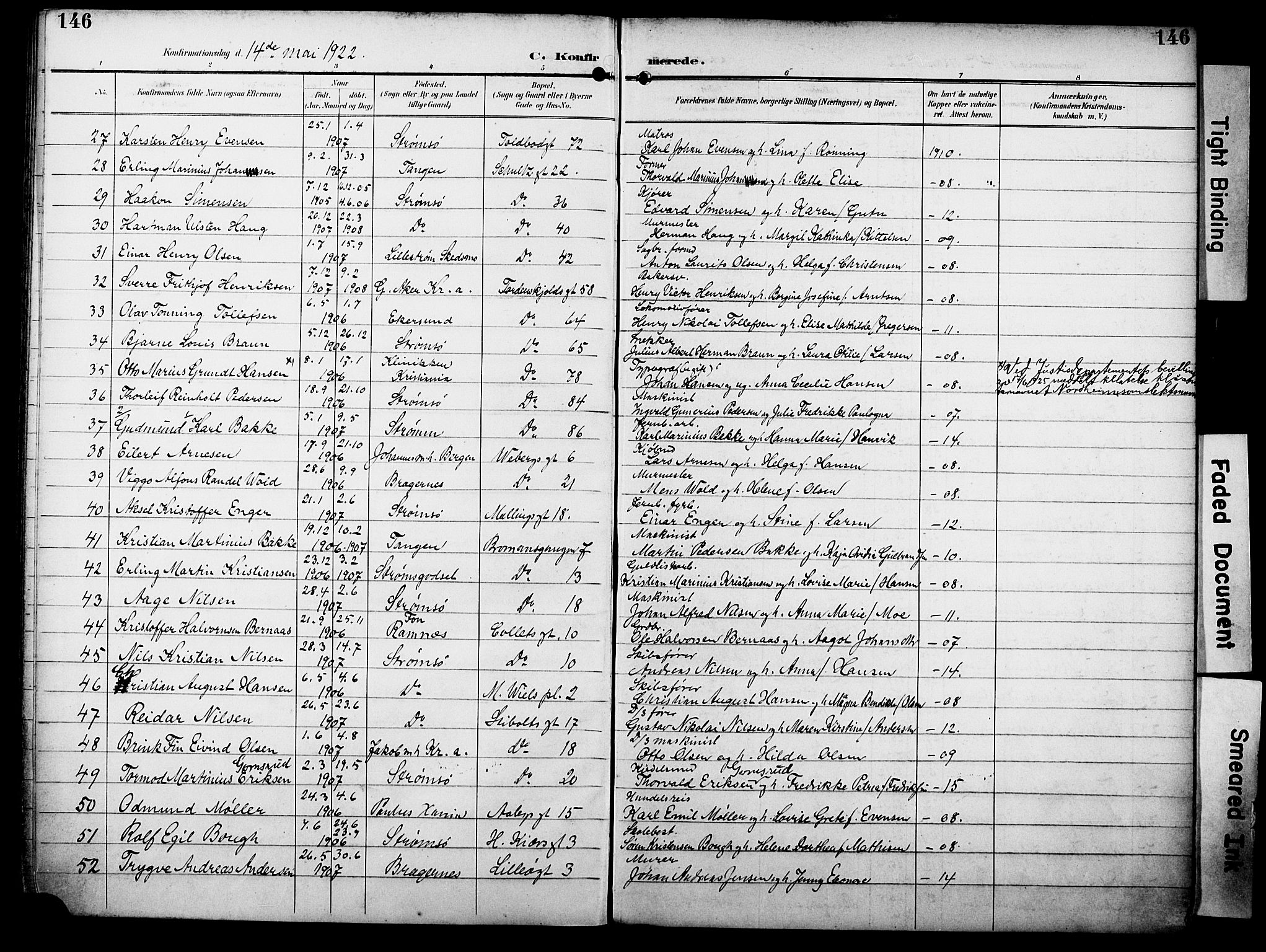 Strømsø kirkebøker, AV/SAKO-A-246/F/Fa/L0025: Ministerialbok nr. I 25, 1893-1922, s. 146