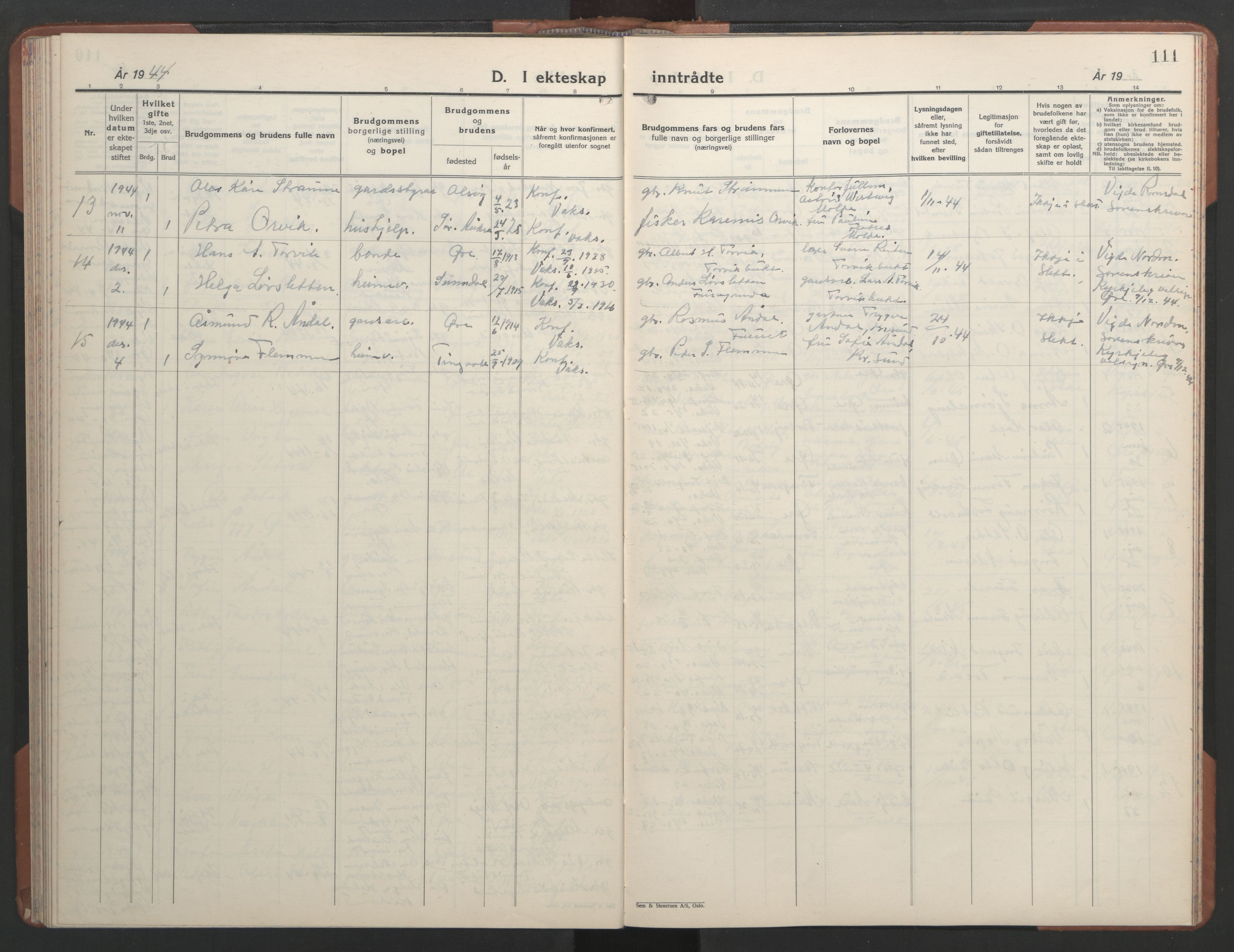 Ministerialprotokoller, klokkerbøker og fødselsregistre - Møre og Romsdal, AV/SAT-A-1454/584/L0971: Klokkerbok nr. 584C04, 1933-1946, s. 111