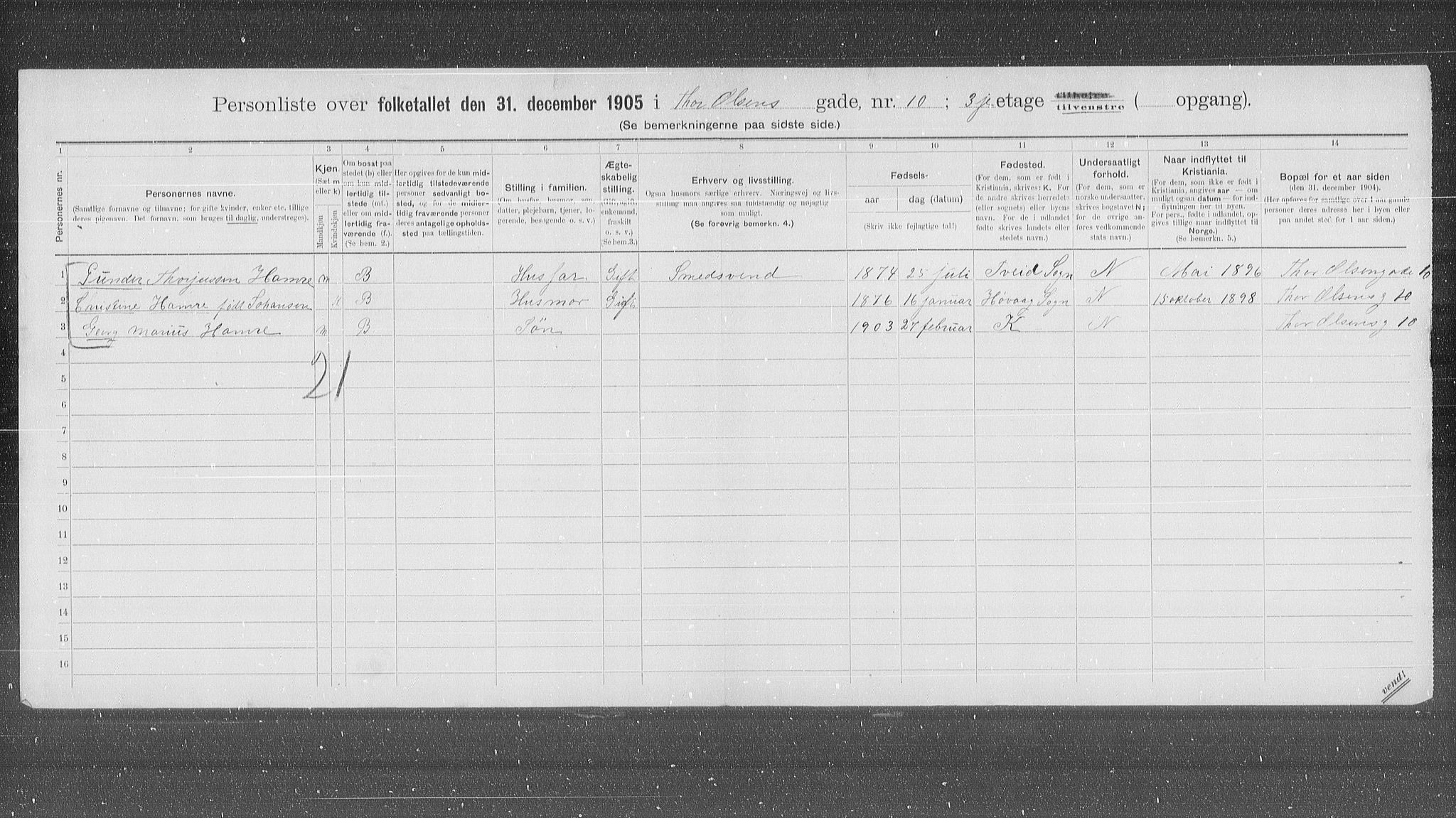 OBA, Kommunal folketelling 31.12.1905 for Kristiania kjøpstad, 1905, s. 57334