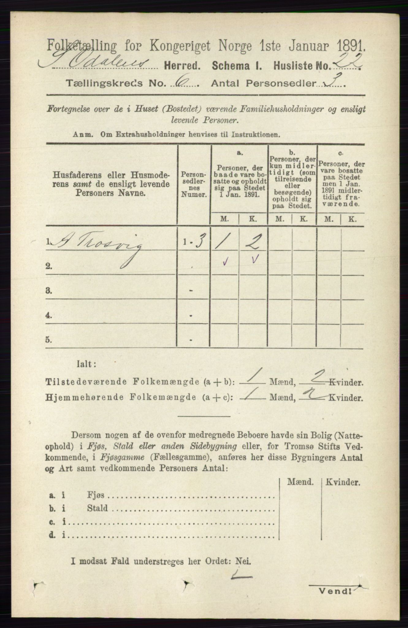 RA, Folketelling 1891 for 0419 Sør-Odal herred, 1891, s. 2708