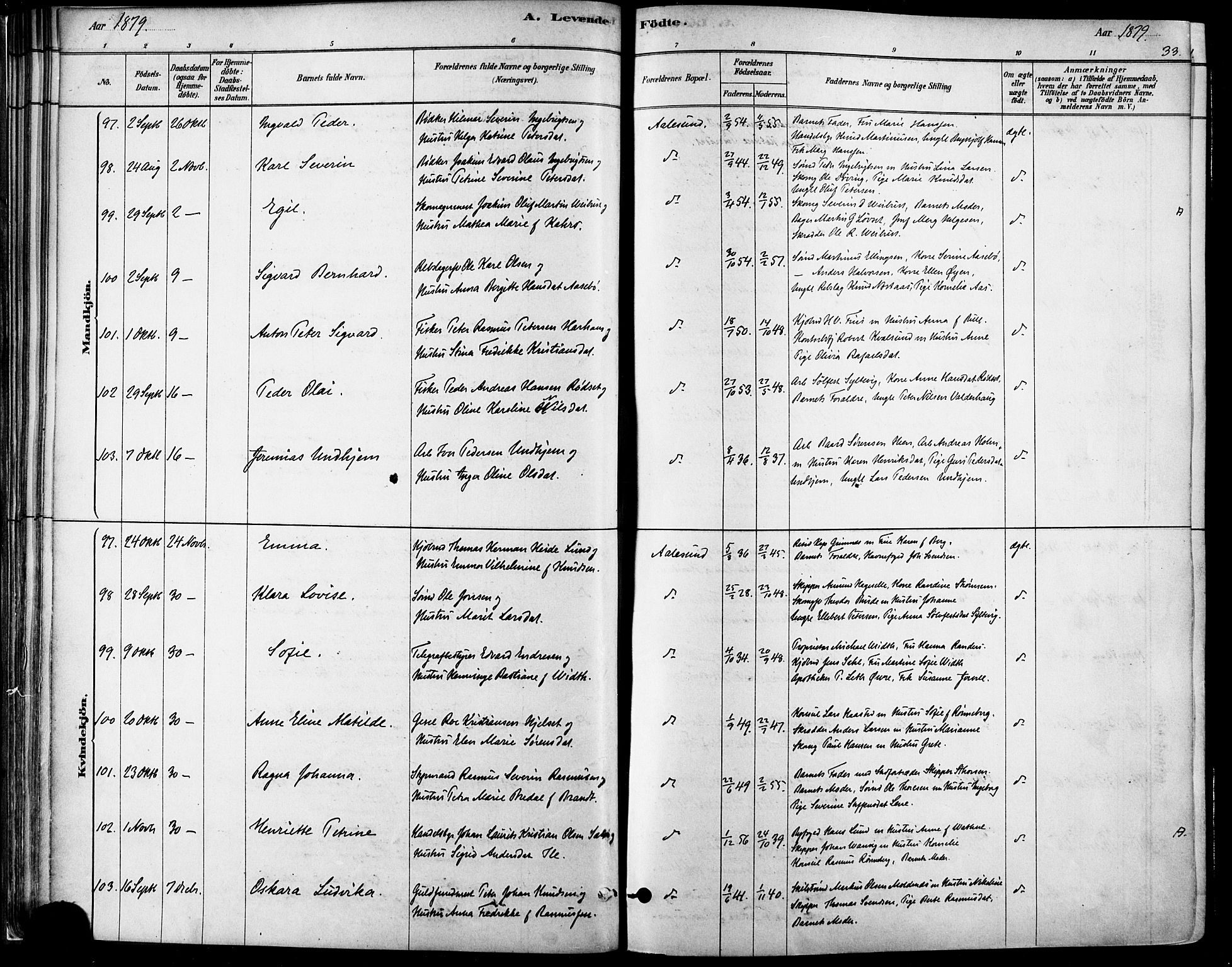 Ministerialprotokoller, klokkerbøker og fødselsregistre - Møre og Romsdal, SAT/A-1454/529/L0454: Ministerialbok nr. 529A04, 1878-1885, s. 33