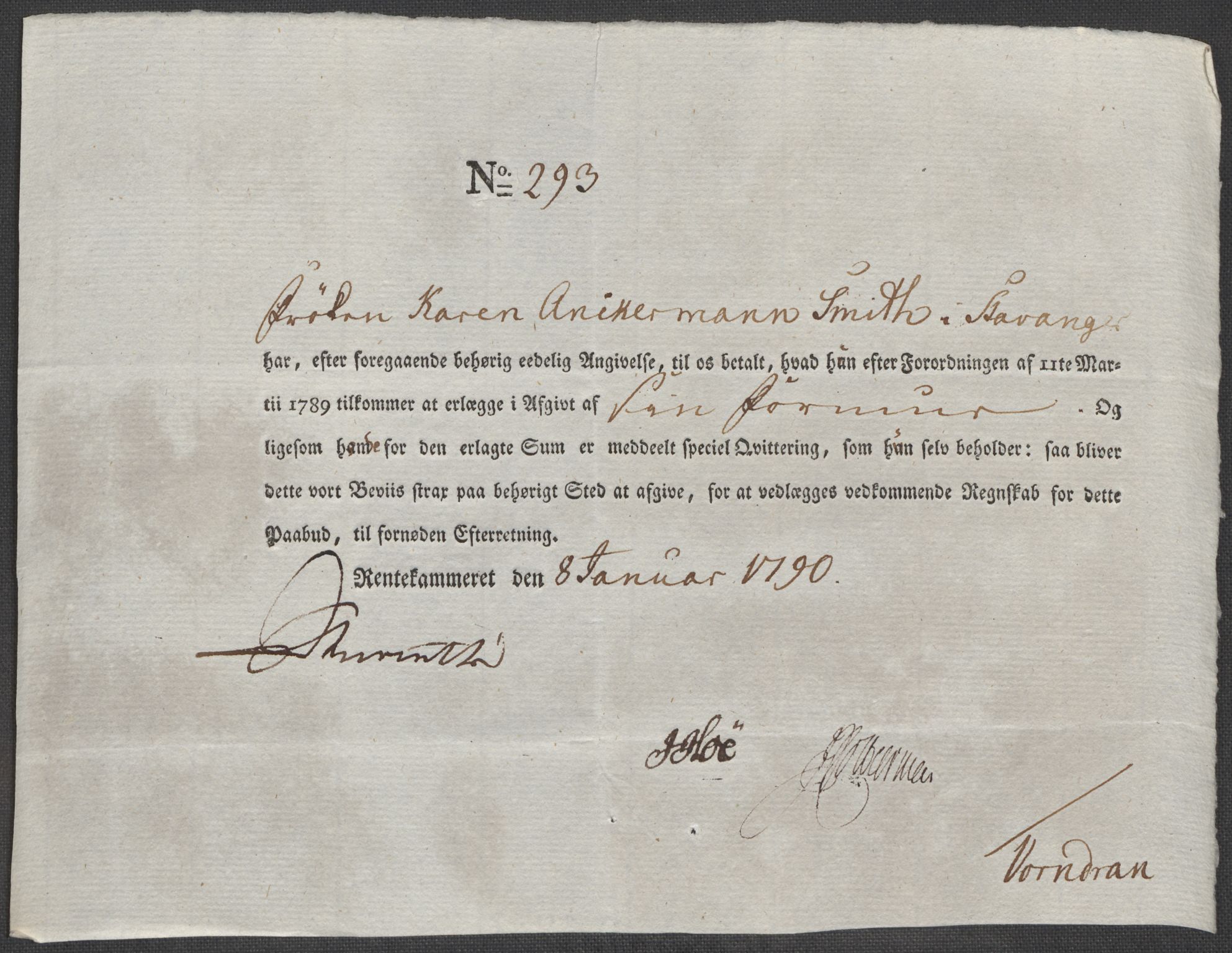 Rentekammeret inntil 1814, Reviderte regnskaper, Mindre regnskaper, RA/EA-4068/Rf/Rfe/L0045: Stavanger, Stjørdal og Verdal fogderi, 1789, s. 127