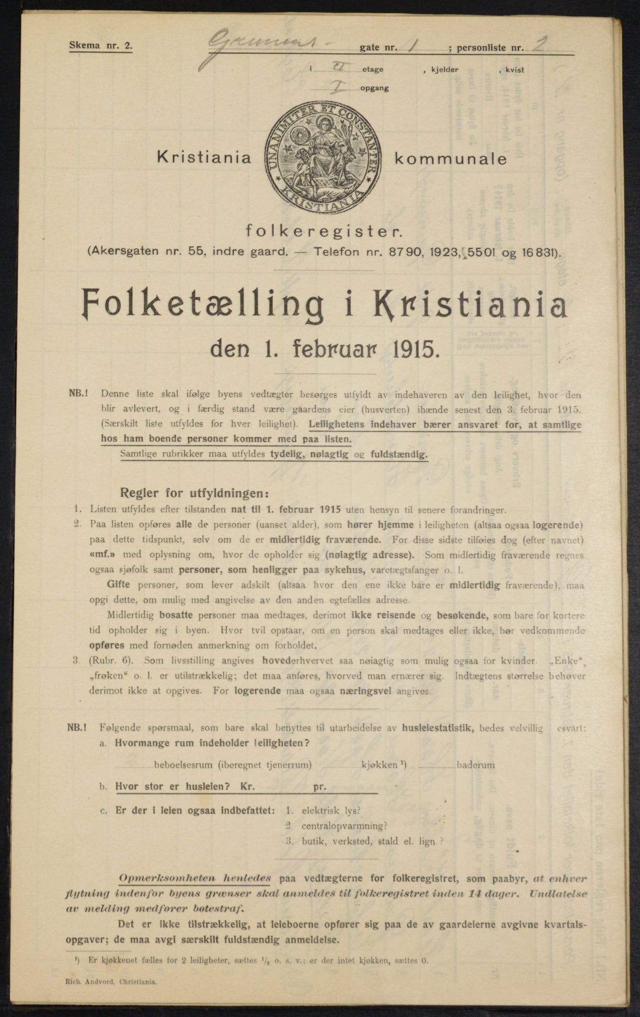 OBA, Kommunal folketelling 1.2.1915 for Kristiania, 1915, s. 30257