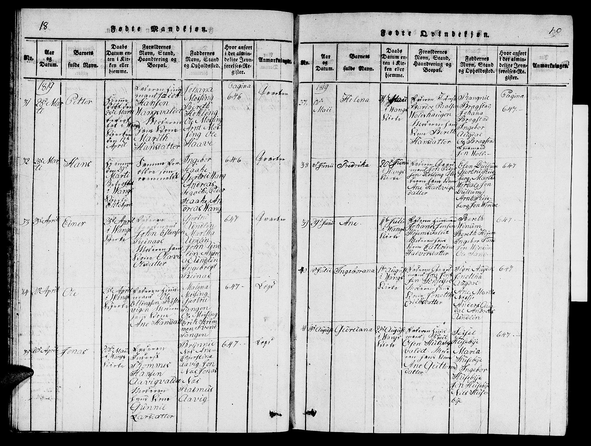 Ministerialprotokoller, klokkerbøker og fødselsregistre - Nord-Trøndelag, AV/SAT-A-1458/714/L0132: Klokkerbok nr. 714C01, 1817-1824, s. 18-19