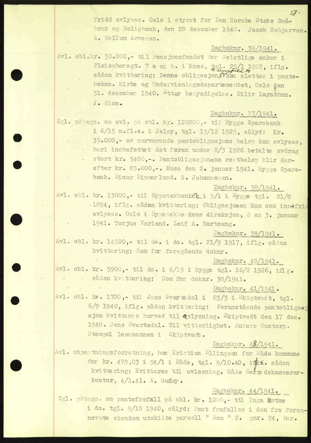 Moss sorenskriveri, SAO/A-10168: Pantebok nr. B10, 1940-1941, Dagboknr: 36/1941