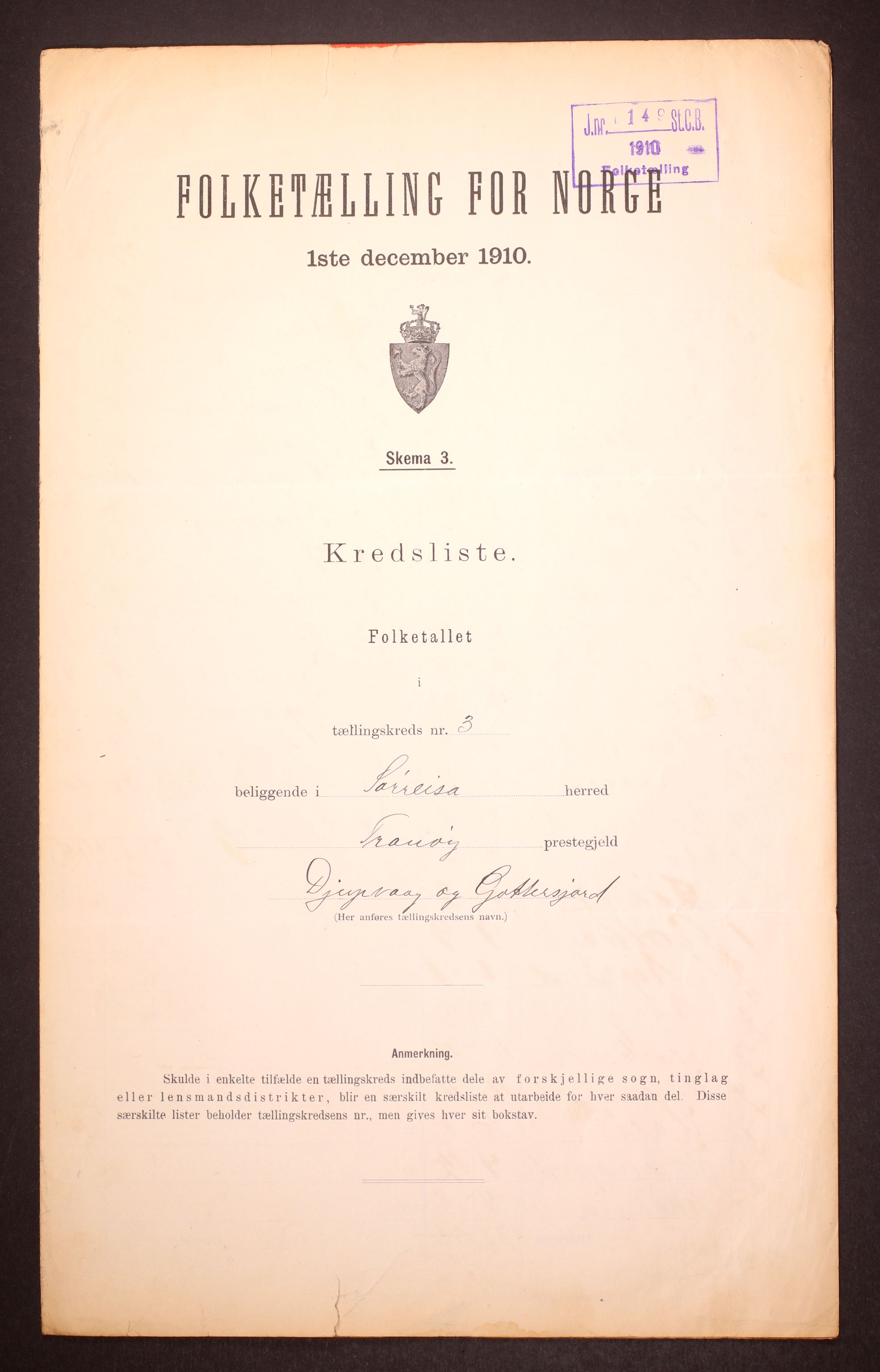RA, Folketelling 1910 for 1925 Sørreisa herred, 1910, s. 10