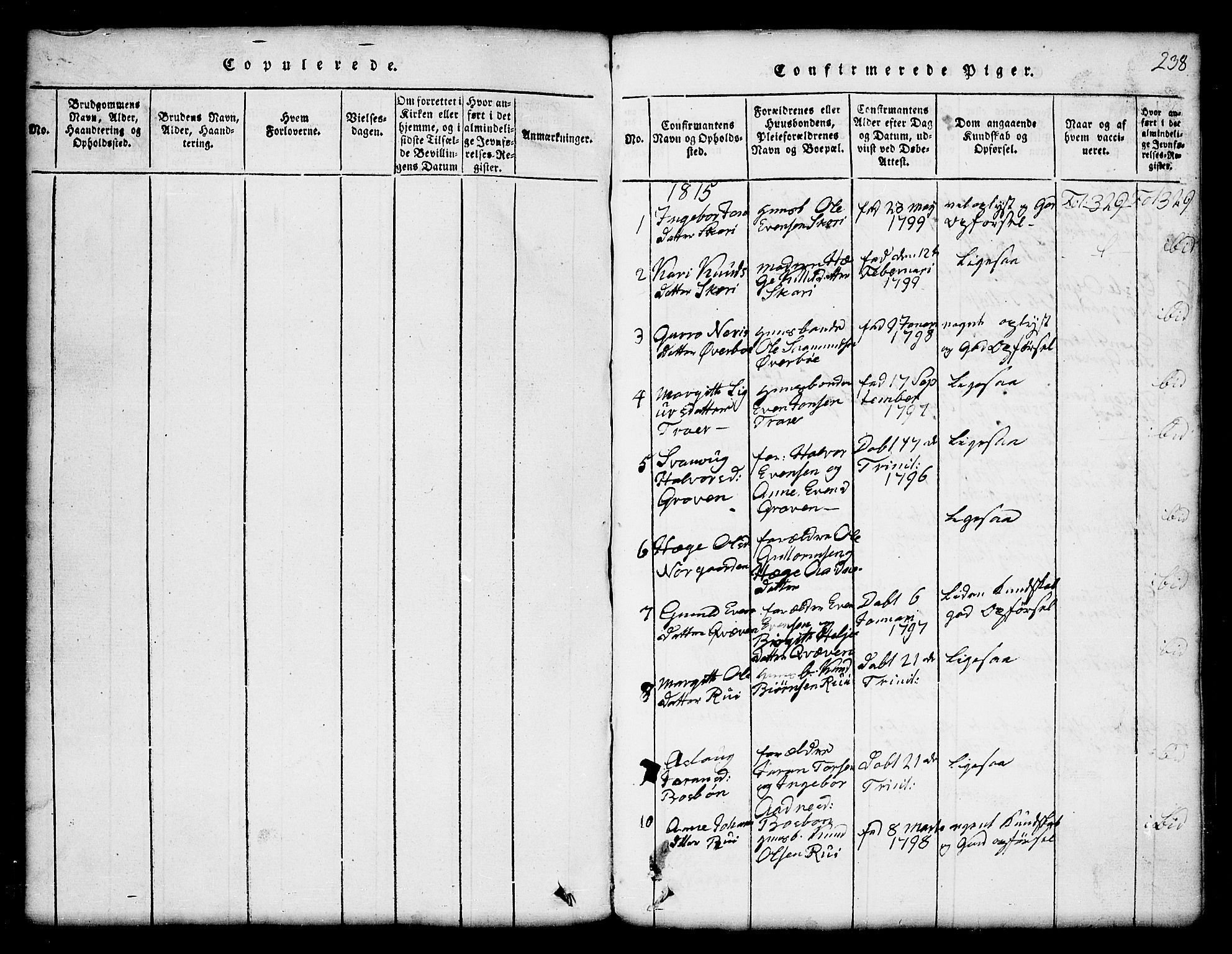Seljord kirkebøker, AV/SAKO-A-20/G/Gc/L0001: Klokkerbok nr. III 1, 1815-1849, s. 238