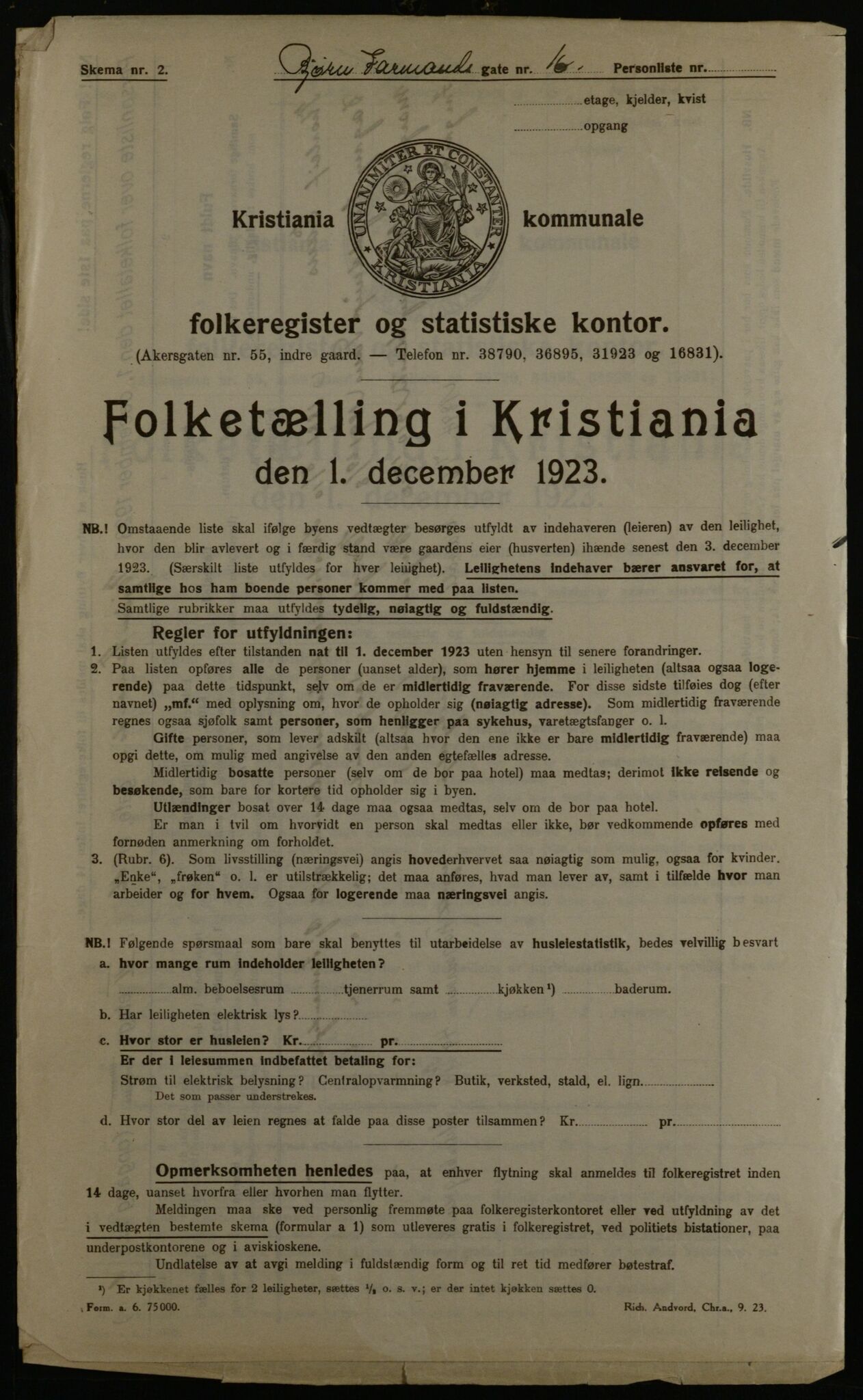 OBA, Kommunal folketelling 1.12.1923 for Kristiania, 1923, s. 7749