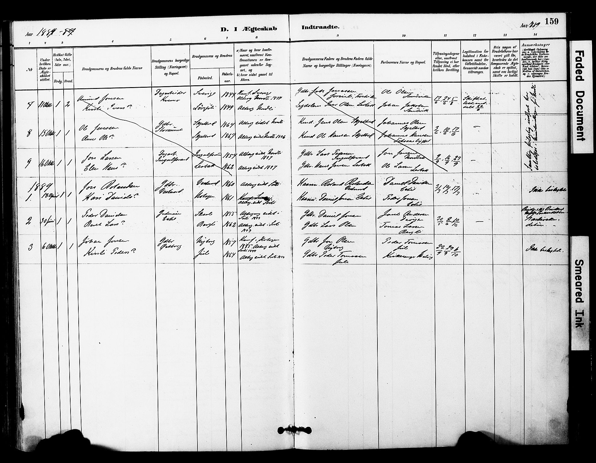 Ministerialprotokoller, klokkerbøker og fødselsregistre - Nord-Trøndelag, SAT/A-1458/757/L0505: Ministerialbok nr. 757A01, 1882-1904, s. 159