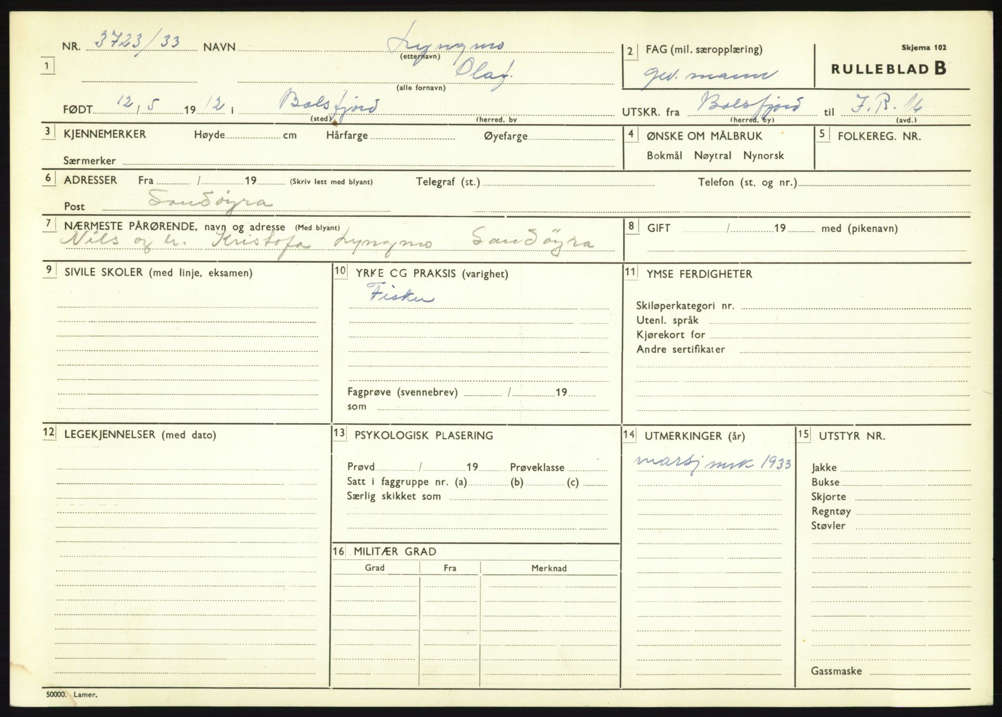 Forsvaret, Troms infanteriregiment nr. 16, AV/RA-RAFA-3146/P/Pa/L0017: Rulleblad for regimentets menige mannskaper, årsklasse 1933, 1933, s. 787
