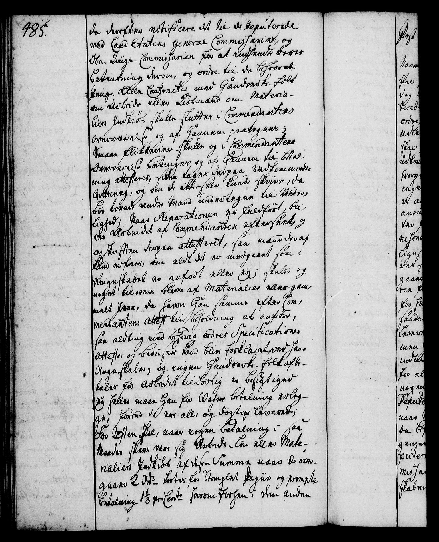 Rentekammeret, Kammerkanselliet, RA/EA-3111/G/Gg/Ggi/L0002: Norsk instruksjonsprotokoll med register (merket RK 53.35), 1729-1751, s. 485