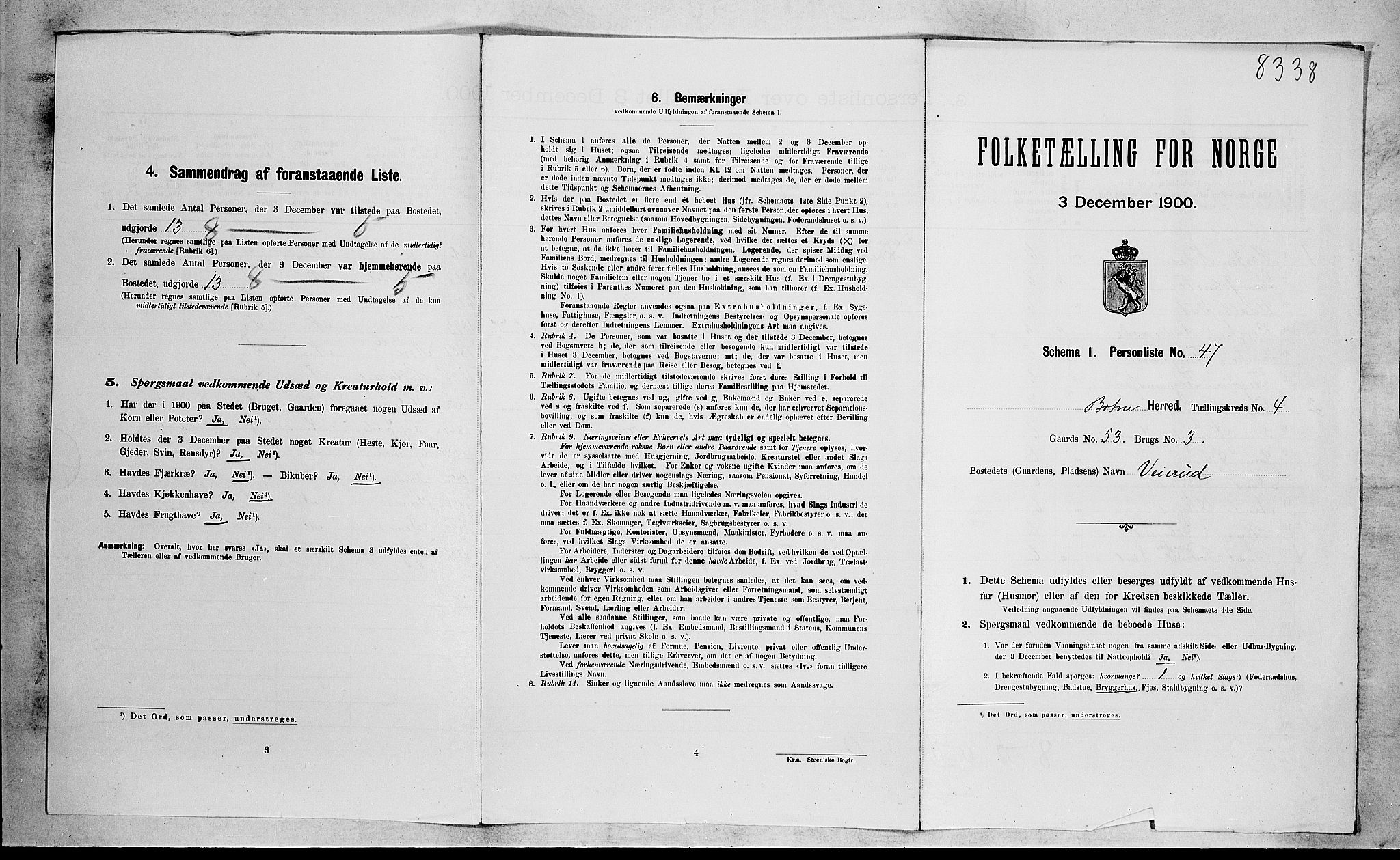 RA, Folketelling 1900 for 0715 Botne herred, 1900, s. 498