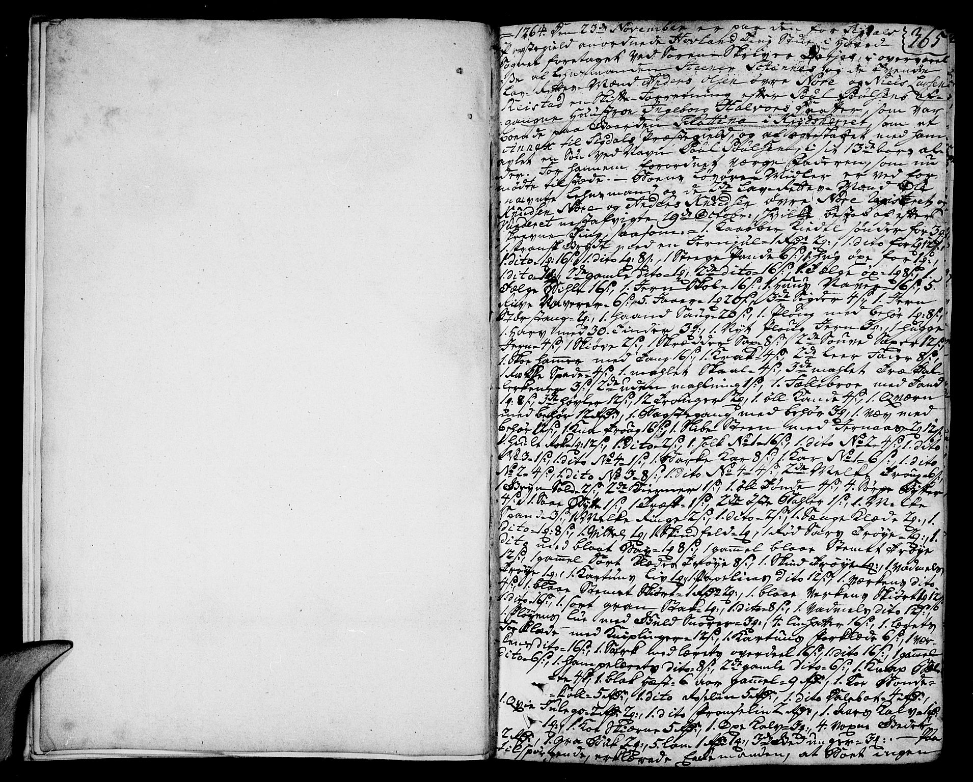 Eiker, Modum og Sigdal sorenskriveri, SAKO/A-123/H/Hb/Hba/L0013b: Skifteprotokoll, 1764-1766, s. 364b-365a