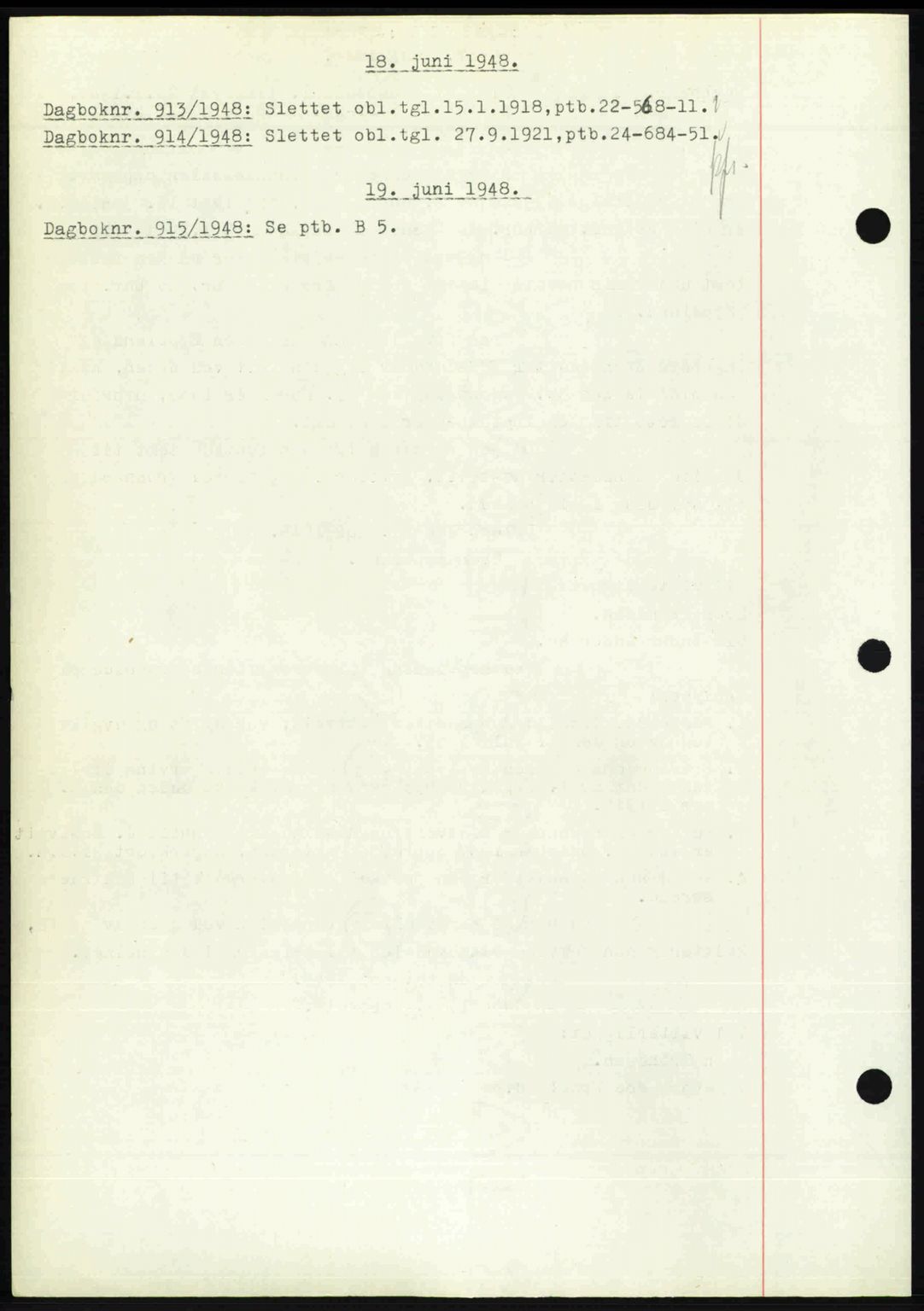 Nedenes sorenskriveri, SAK/1221-0006/G/Gb/Gba/L0059: Pantebok nr. A11, 1948-1948, Dagboknr: 913/1948