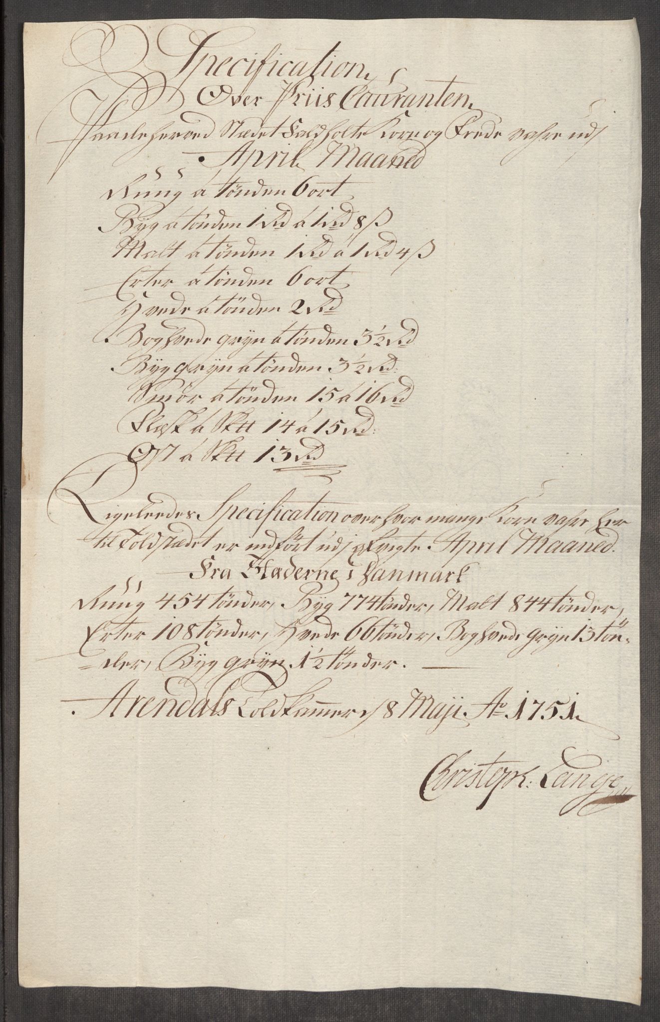 Rentekammeret inntil 1814, Realistisk ordnet avdeling, RA/EA-4070/Oe/L0004: [Ø1]: Priskuranter, 1749-1752, s. 673