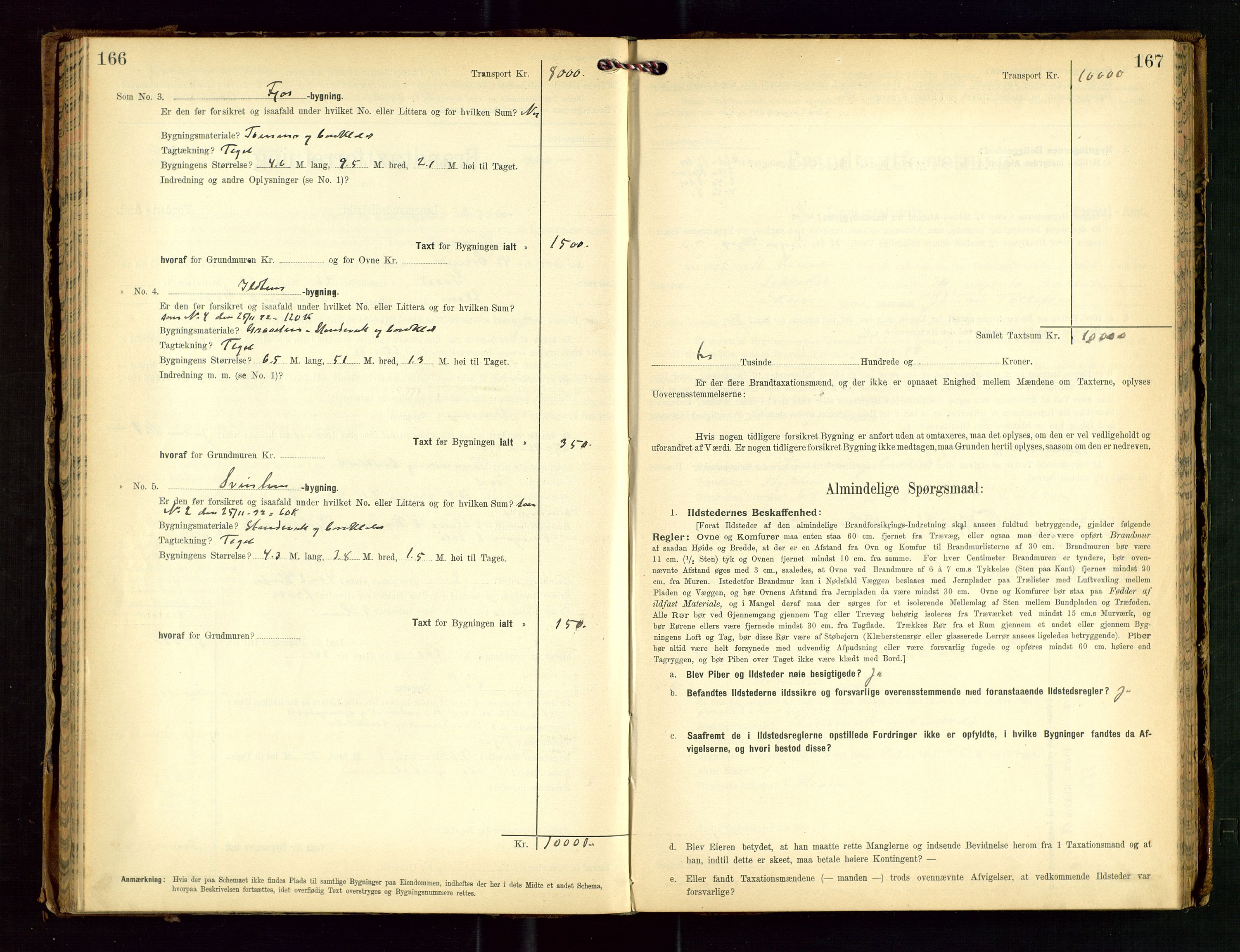 Torvestad lensmannskontor, SAST/A-100307/1/Gob/L0003: "Brandtaxationsprotokol for Torvestad Lensmannsdistrikt", 1905-1909, s. 166-167