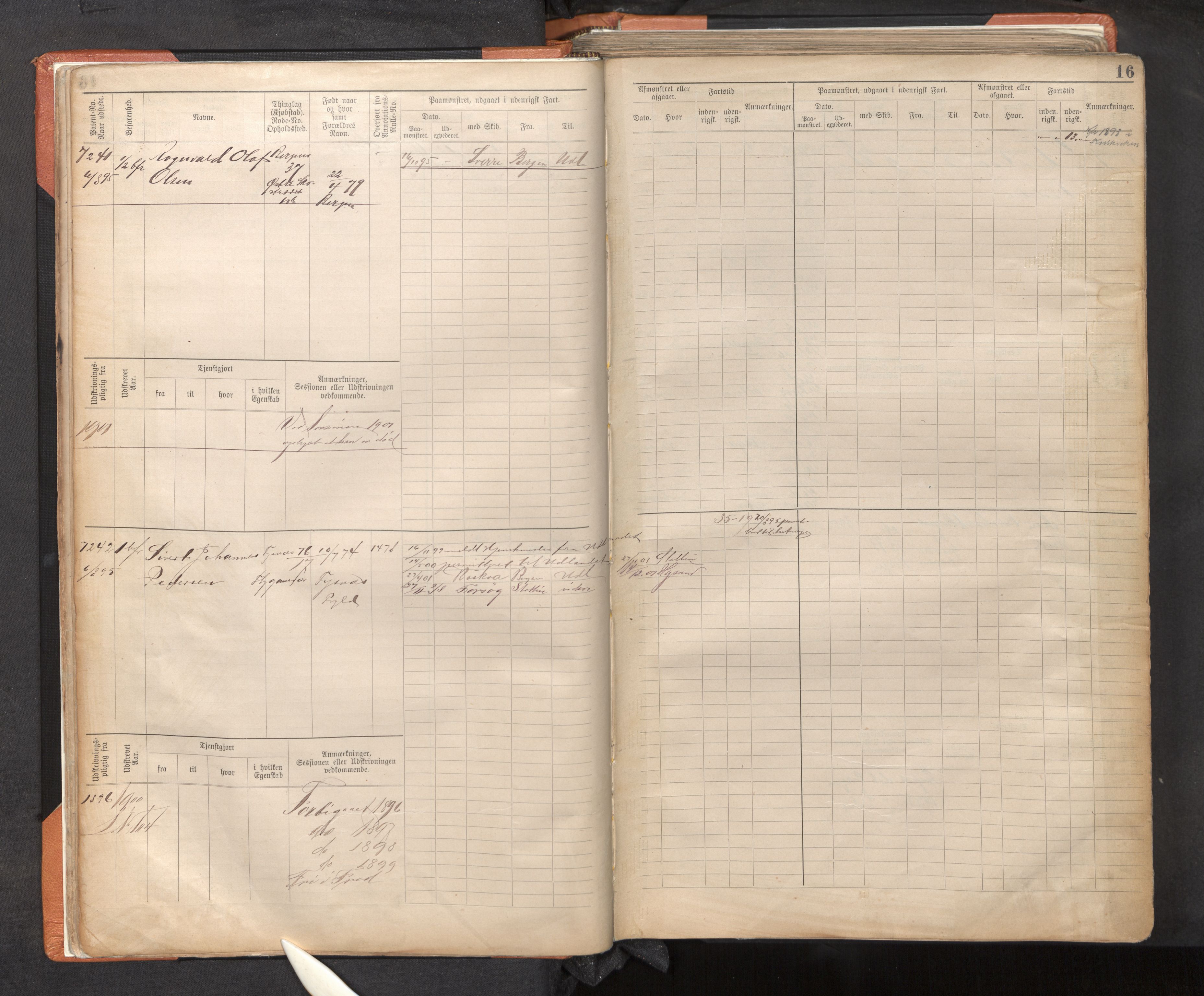 Innrulleringssjefen i Bergen, AV/SAB-A-100050/F/Fc/L0012: Sjøfartshovedrulle, nr. 7211 - 8168, 1895-1900, s. 16
