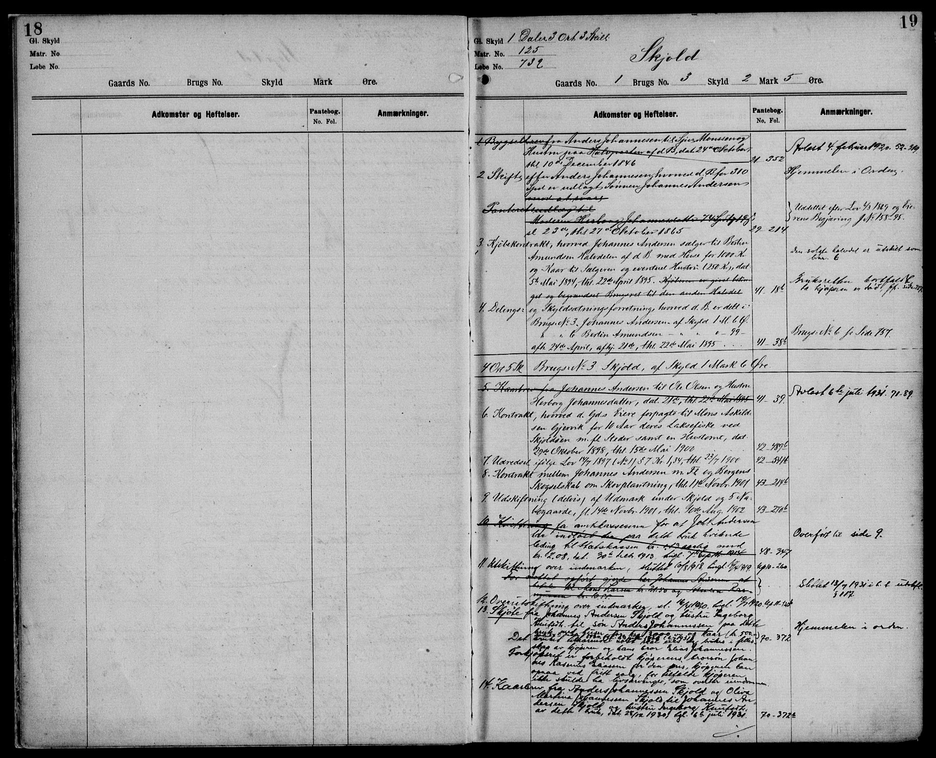 Nordhordland sorenskrivar, AV/SAB-A-2901/1/G/Ga/Gaaa/L0047: Panteregister nr. II.A.a.47, 1893-1952, s. 18-19