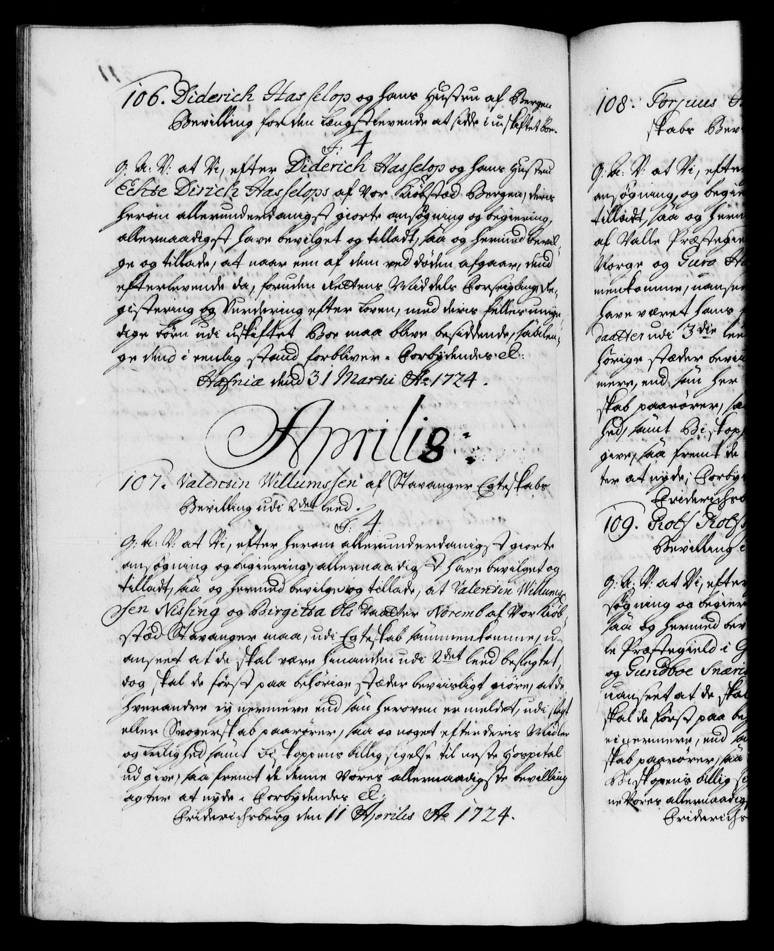 Danske Kanselli 1572-1799, RA/EA-3023/F/Fc/Fca/Fcaa/L0024: Norske registre, 1723-1725, s. 311b