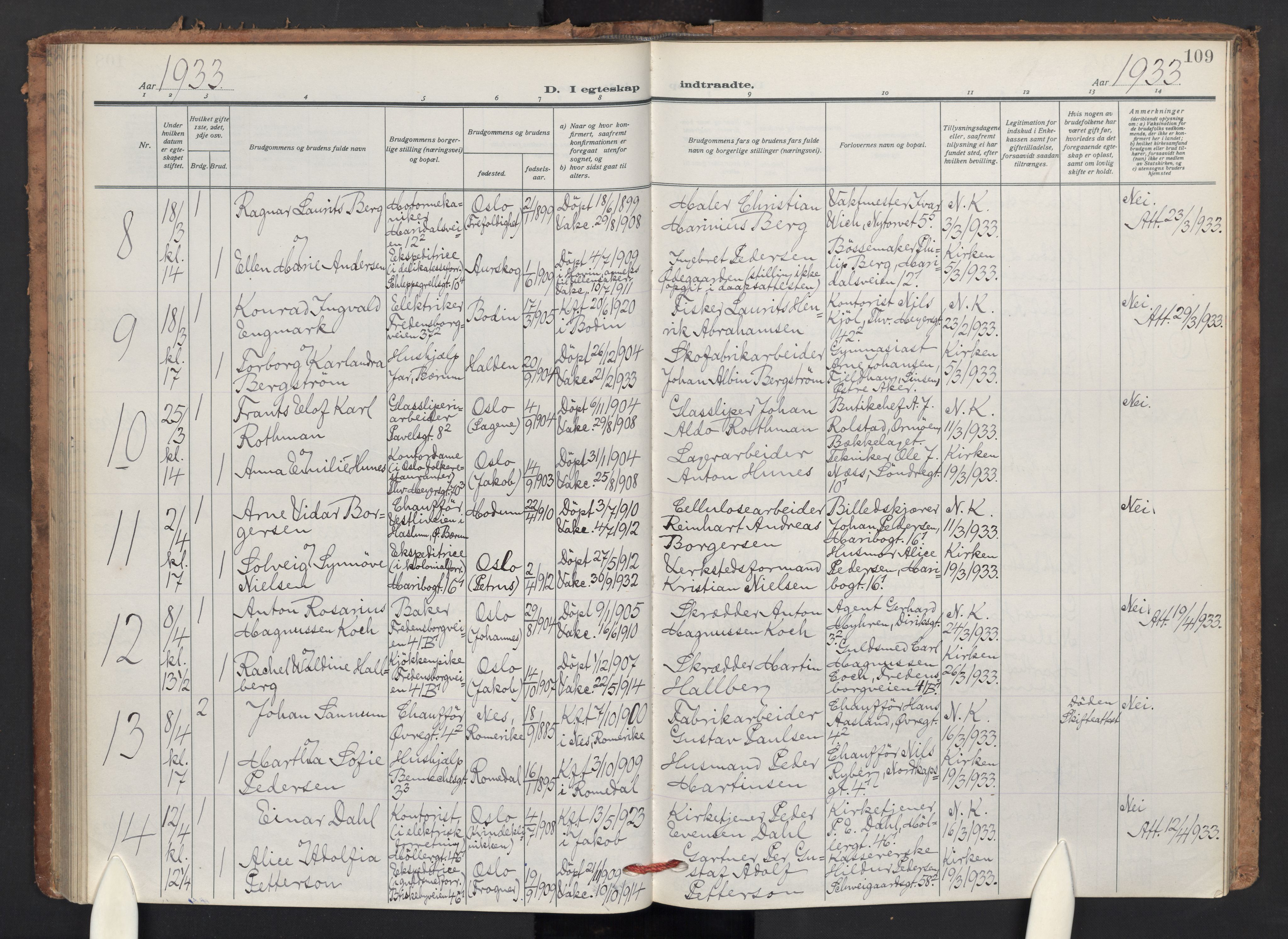 Jakob prestekontor Kirkebøker, AV/SAO-A-10850/F/Fa/L0018: Ministerialbok nr. 18, 1923-1936, s. 109