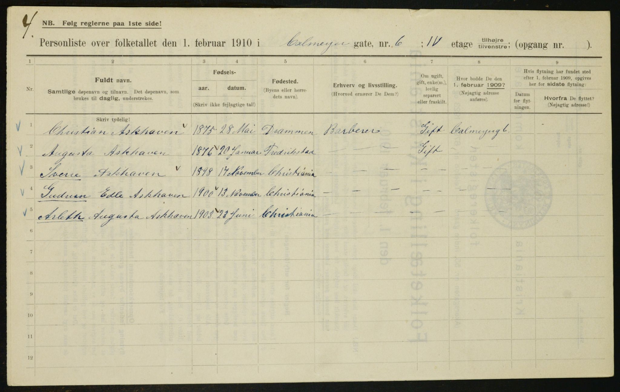 OBA, Kommunal folketelling 1.2.1910 for Kristiania, 1910, s. 10881