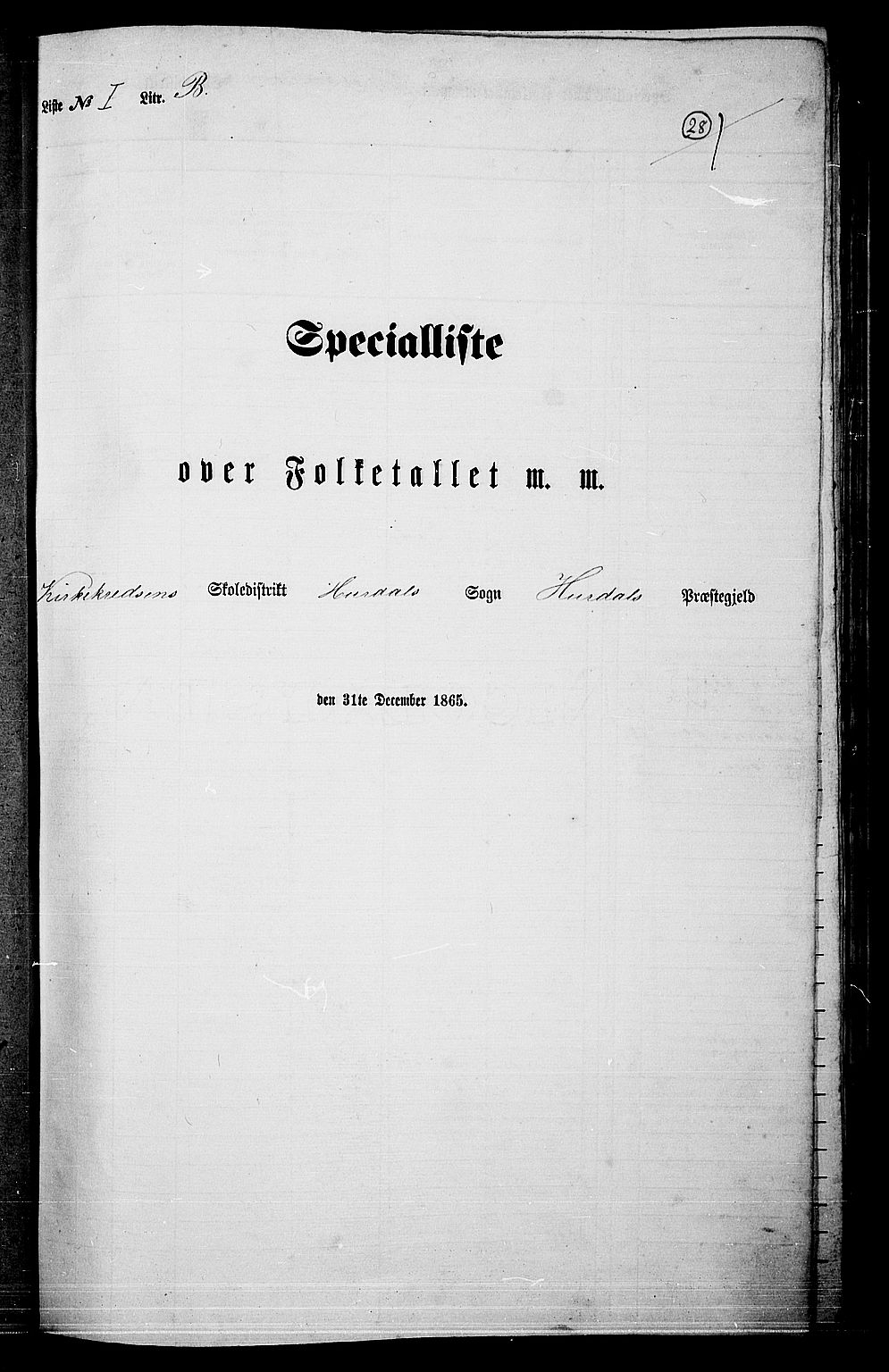 RA, Folketelling 1865 for 0239P Hurdal prestegjeld, 1865, s. 25