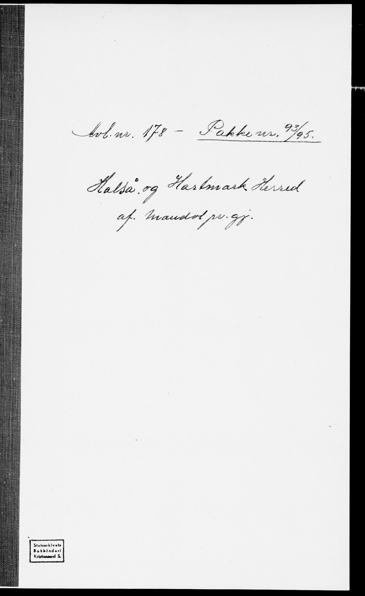 SAK, Folketelling 1875 for 1019L Mandal prestegjeld, Halse sokn og Harkmark sokn, 1875, s. 1