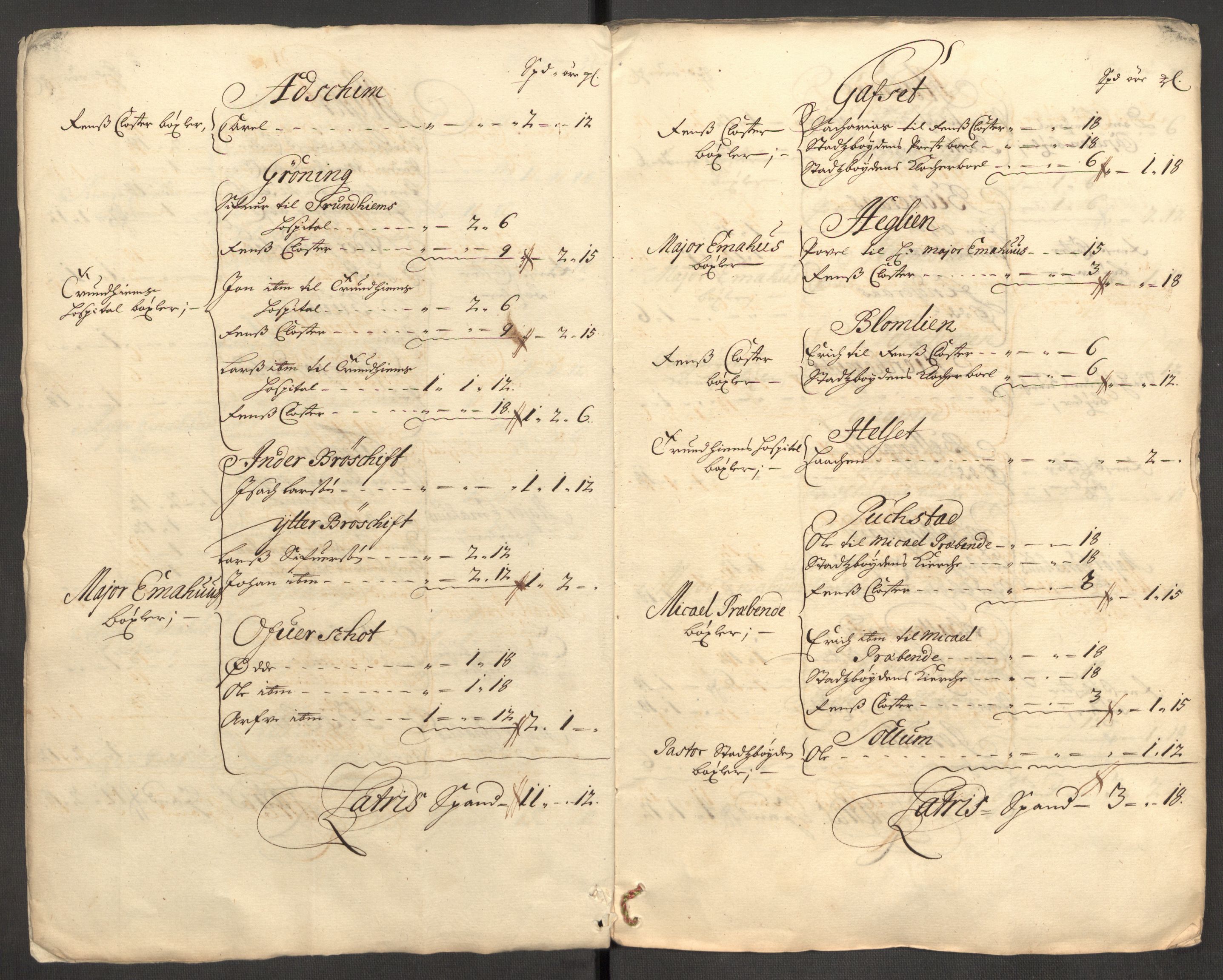Rentekammeret inntil 1814, Reviderte regnskaper, Fogderegnskap, RA/EA-4092/R57/L3858: Fogderegnskap Fosen, 1708-1709, s. 20