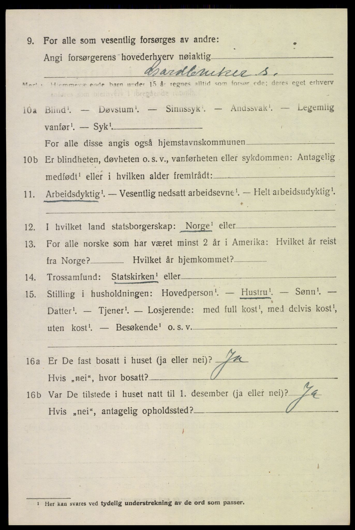 SAK, Folketelling 1920 for 1029 Sør-Audnedal herred, 1920, s. 5640
