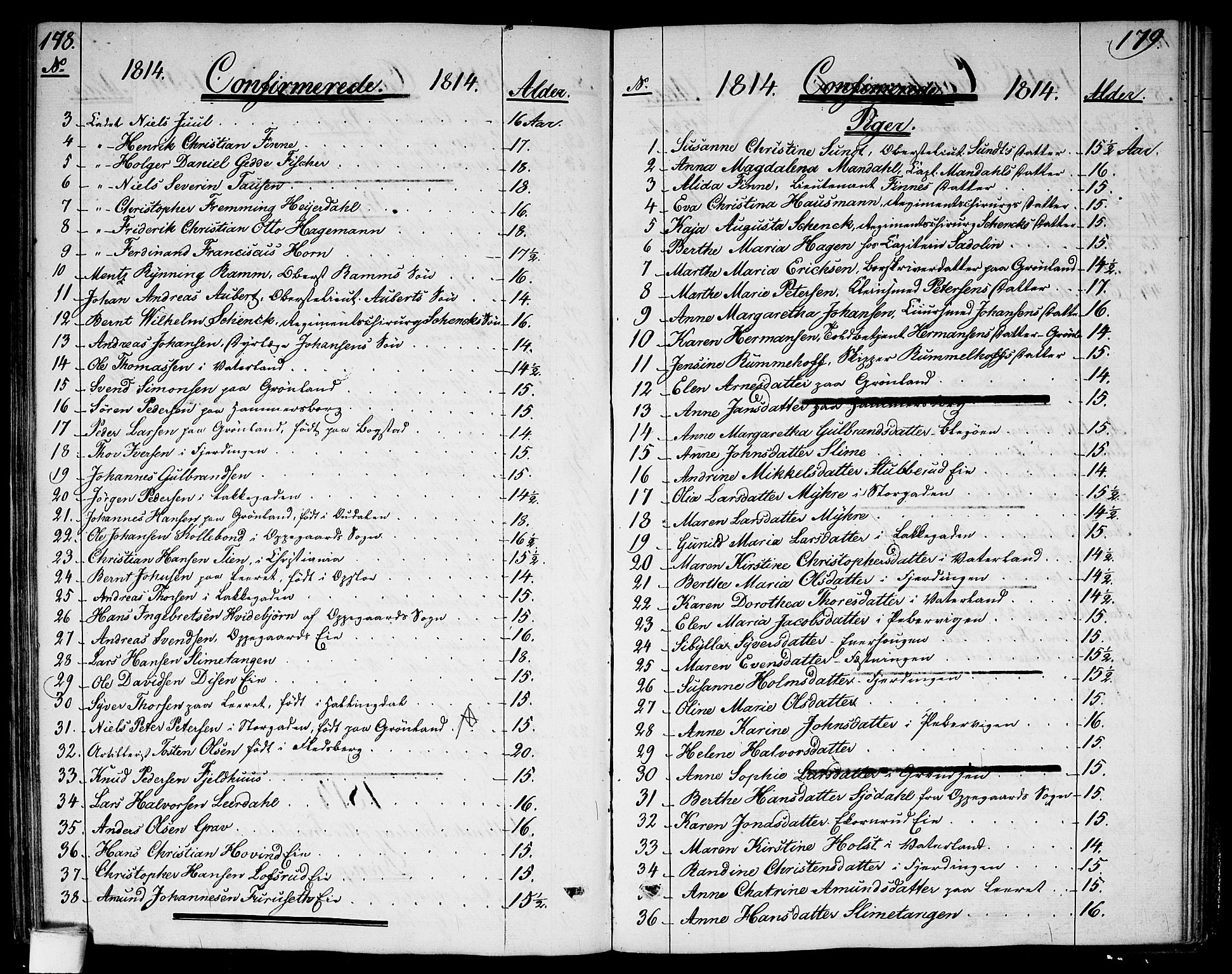 Garnisonsmenigheten Kirkebøker, SAO/A-10846/G/Ga/L0002: Klokkerbok nr. 2, 1810-1814, s. 178-179