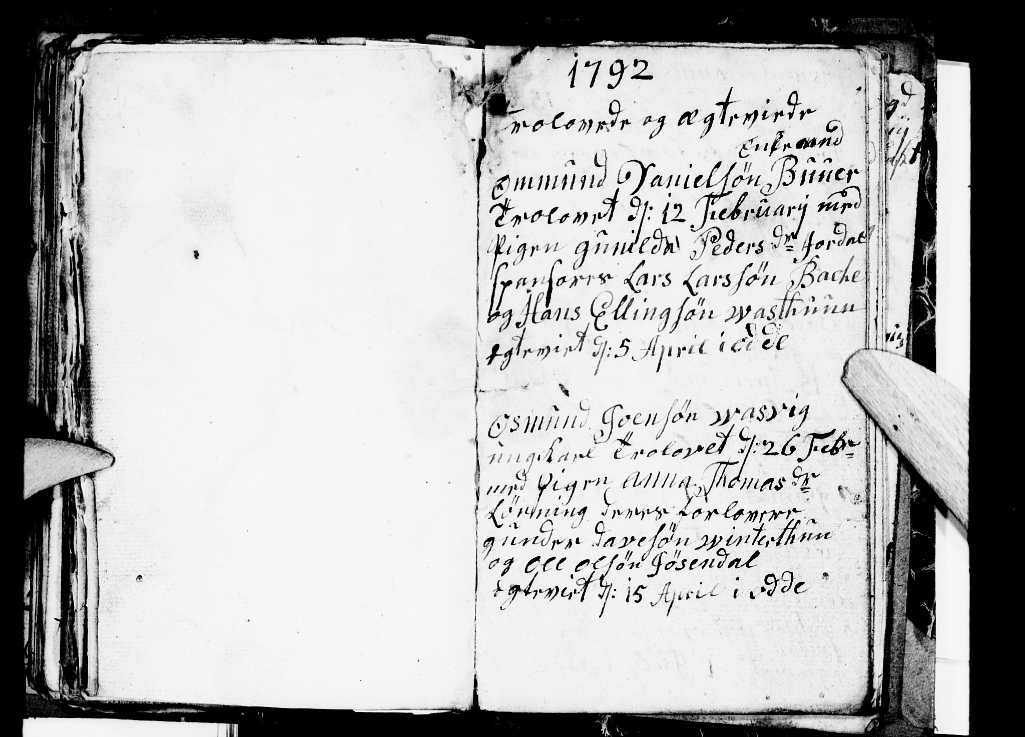 Odda Sokneprestembete, SAB/A-77201/H/Hab: Klokkerbok nr. A 3, 1792-1797, s. 96