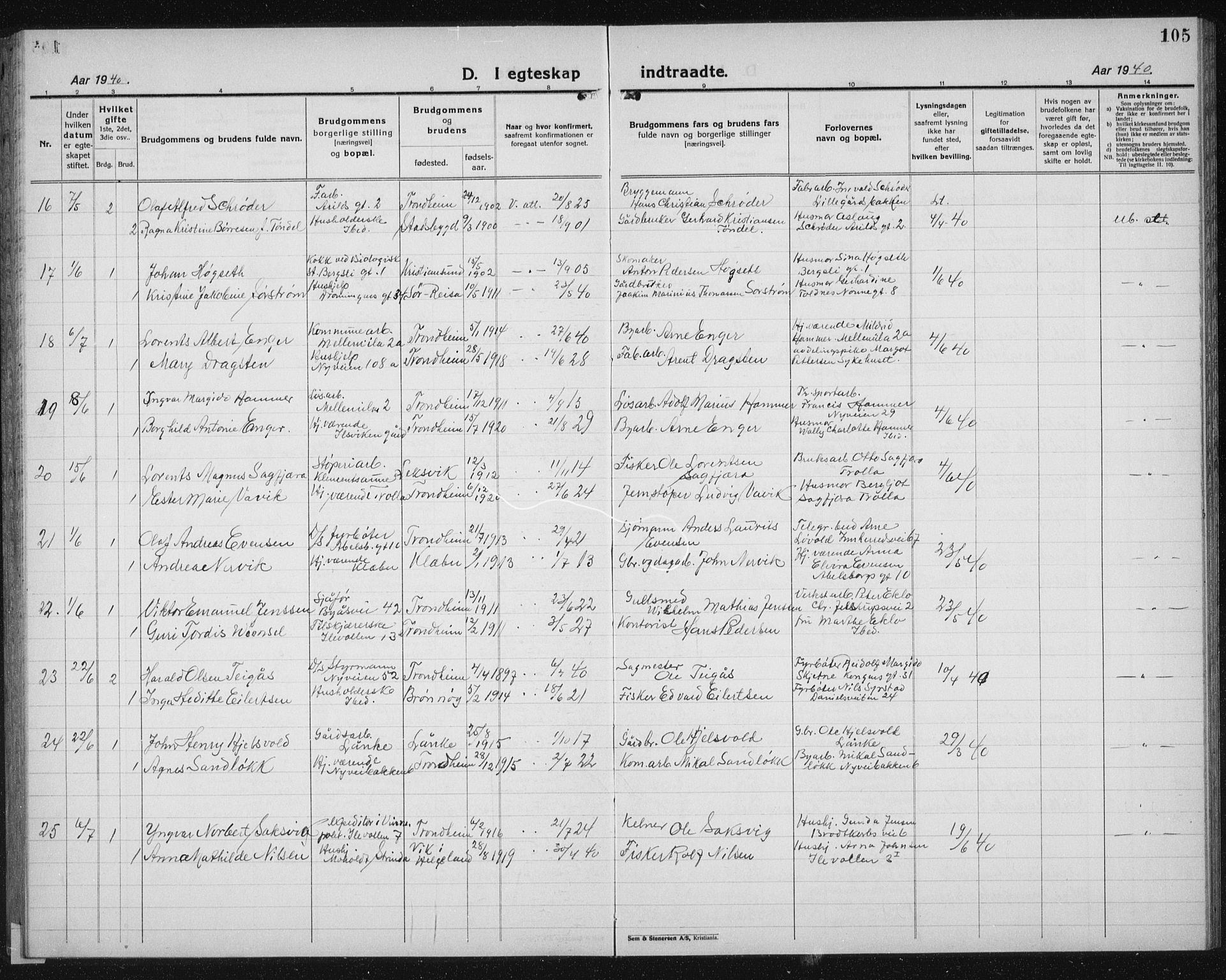 Ministerialprotokoller, klokkerbøker og fødselsregistre - Sør-Trøndelag, SAT/A-1456/603/L0176: Klokkerbok nr. 603C04, 1923-1941, s. 105