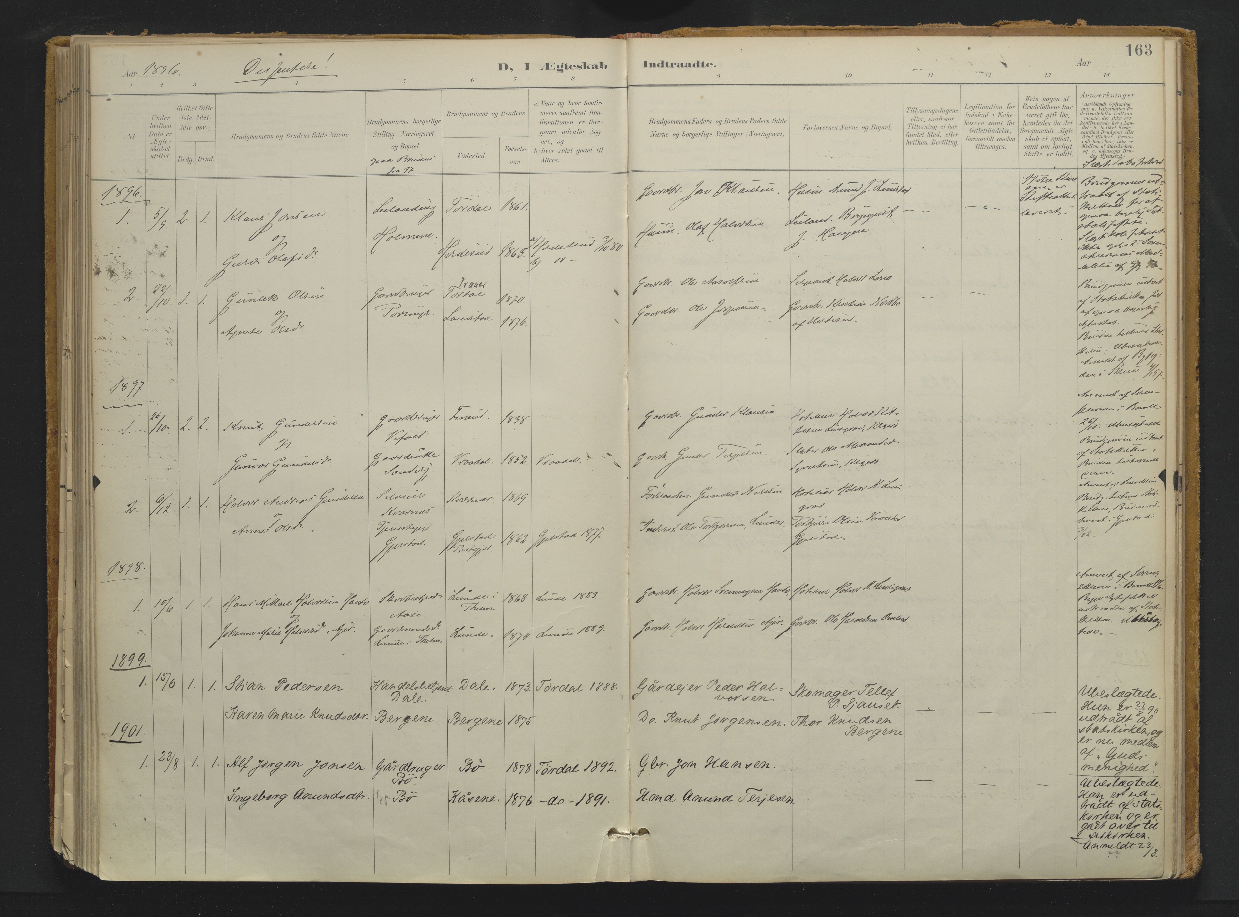 Drangedal kirkebøker, AV/SAKO-A-258/F/Fa/L0013: Ministerialbok nr. 13, 1895-1919, s. 163