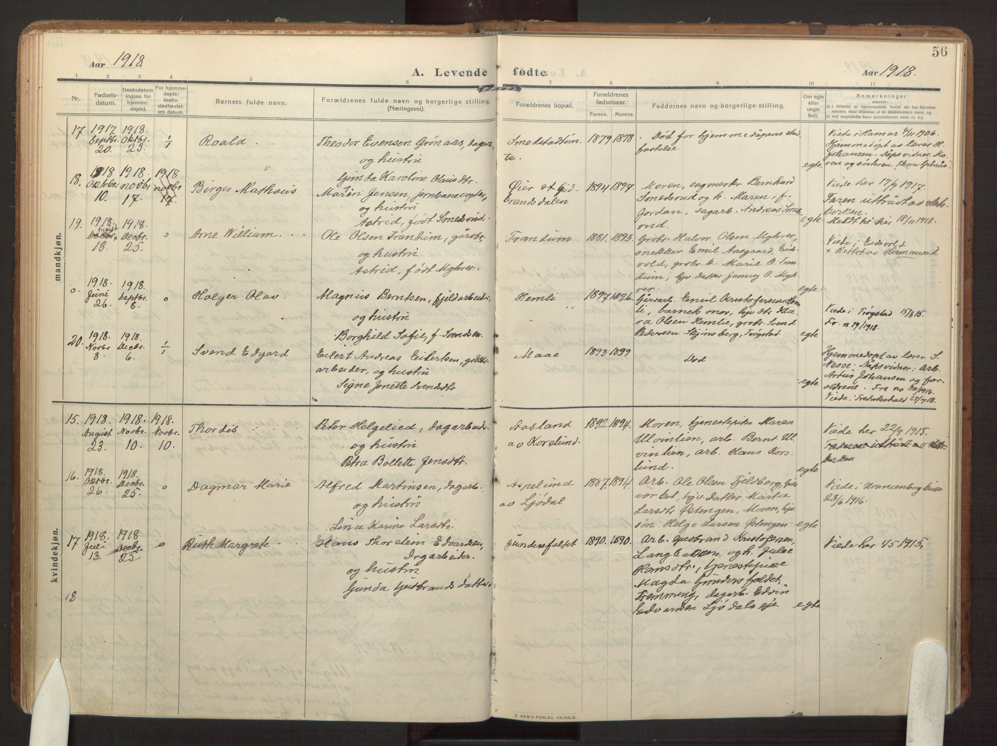 Eidsvoll prestekontor Kirkebøker, AV/SAO-A-10888/F/Fb/L0004: Ministerialbok nr. II 4, 1909-1919, s. 56