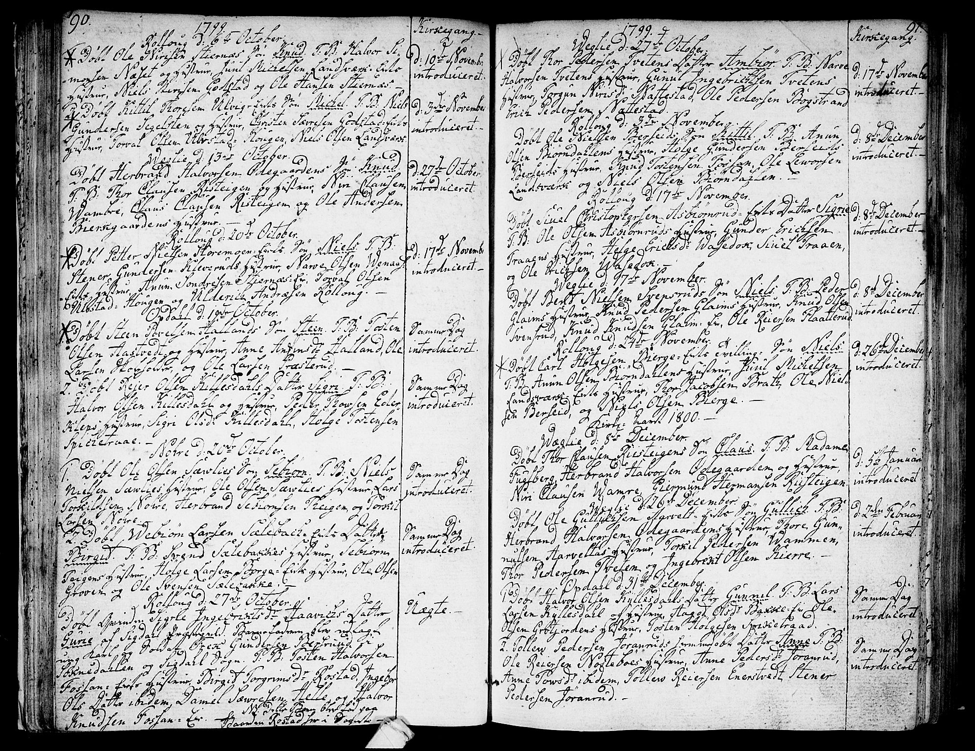 Rollag kirkebøker, AV/SAKO-A-240/F/Fa/L0005: Ministerialbok nr. I 5, 1792-1814, s. 90-91