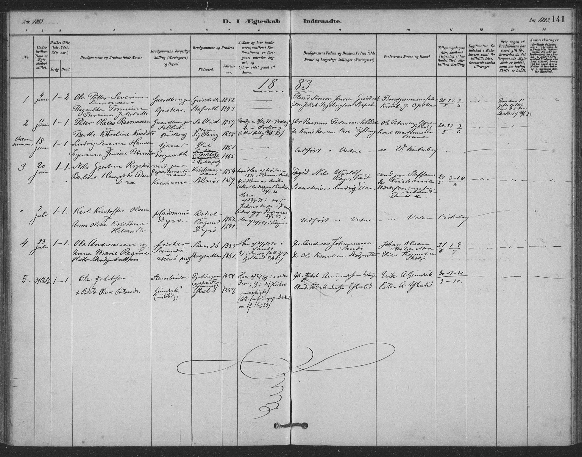 Ministerialprotokoller, klokkerbøker og fødselsregistre - Møre og Romsdal, SAT/A-1454/524/L0356: Ministerialbok nr. 524A08, 1880-1899, s. 141