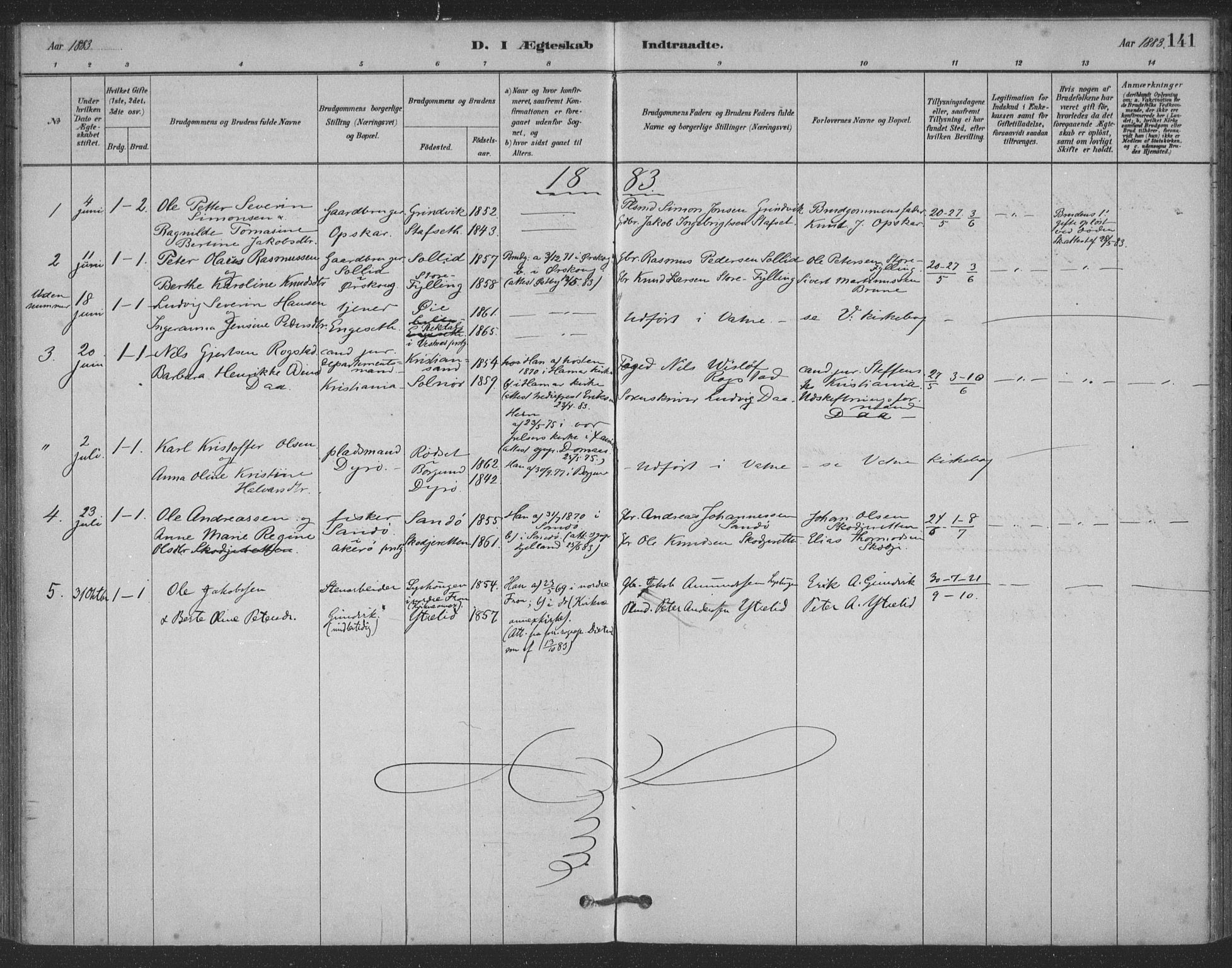 Ministerialprotokoller, klokkerbøker og fødselsregistre - Møre og Romsdal, AV/SAT-A-1454/524/L0356: Ministerialbok nr. 524A08, 1880-1899, s. 141