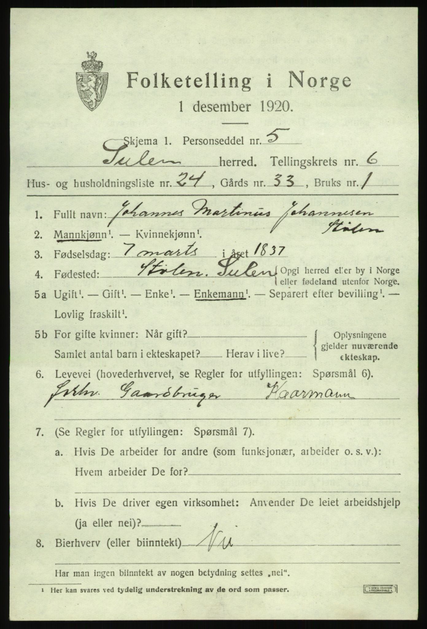 SAB, Folketelling 1920 for 1412 Solund herred, 1920, s. 2710