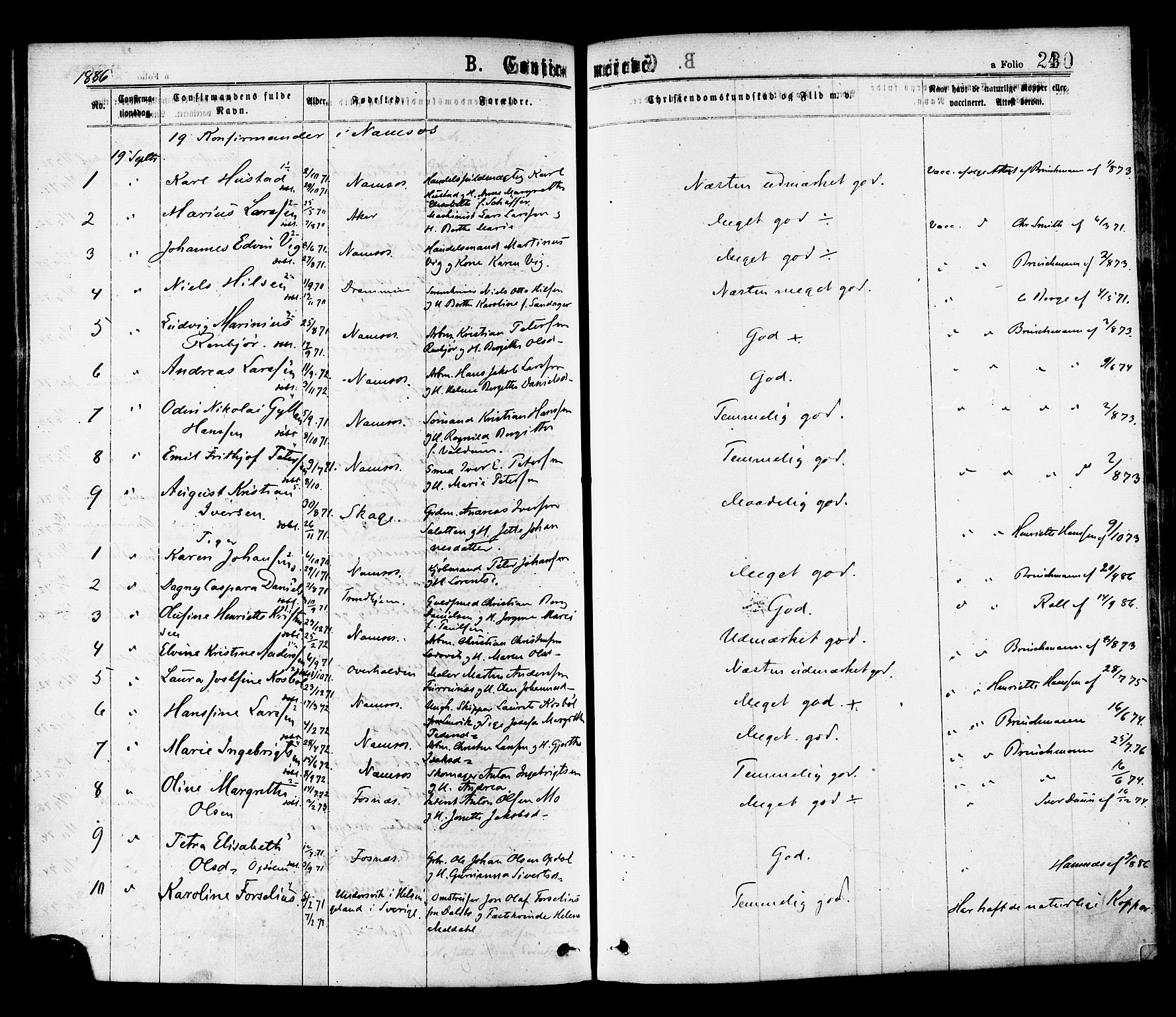 Ministerialprotokoller, klokkerbøker og fødselsregistre - Nord-Trøndelag, SAT/A-1458/768/L0572: Ministerialbok nr. 768A07, 1874-1886, s. 240