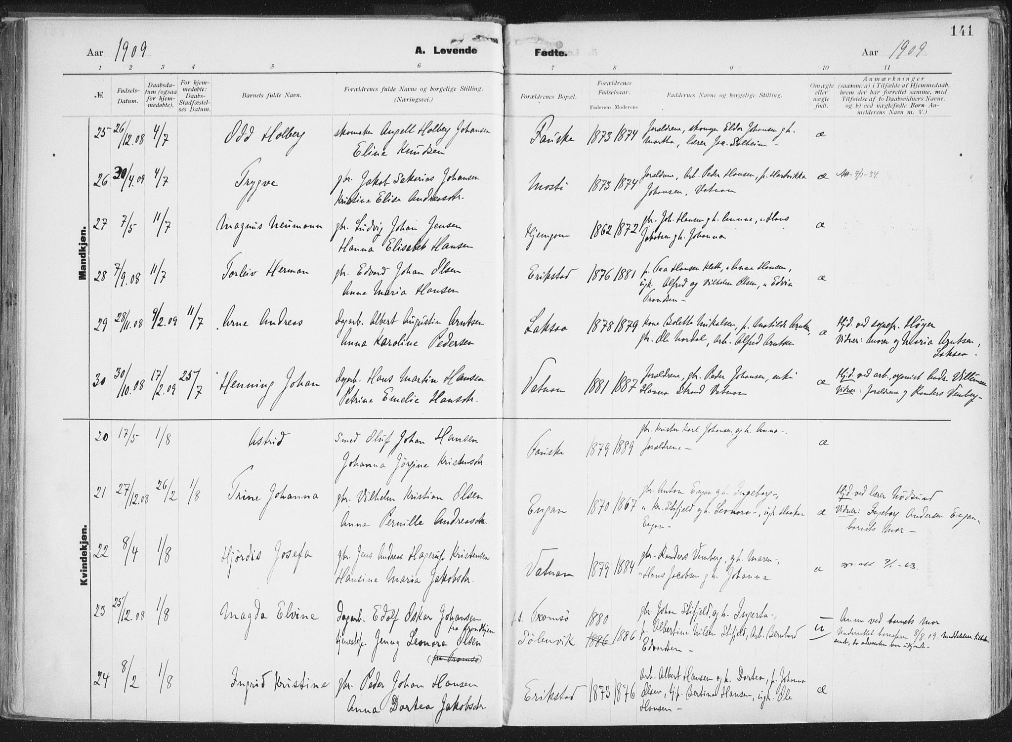 Ministerialprotokoller, klokkerbøker og fødselsregistre - Nordland, AV/SAT-A-1459/849/L0696: Ministerialbok nr. 849A08, 1898-1910, s. 141