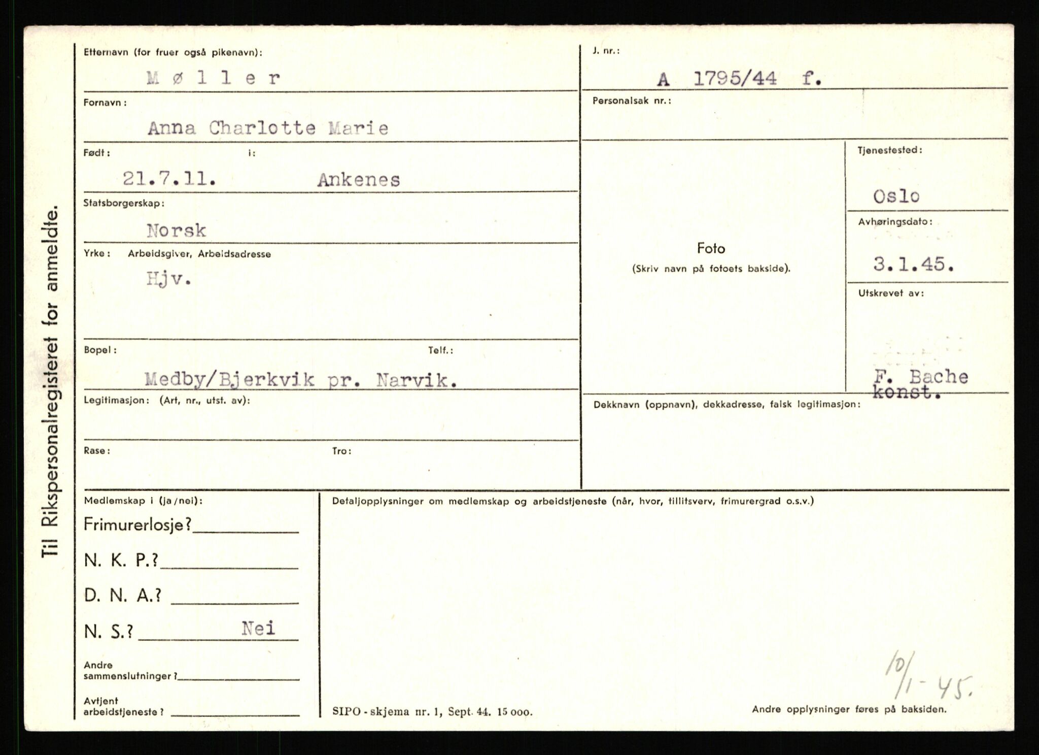 Statspolitiet - Hovedkontoret / Osloavdelingen, AV/RA-S-1329/C/Ca/L0011: Molberg - Nøstvold, 1943-1945, s. 920