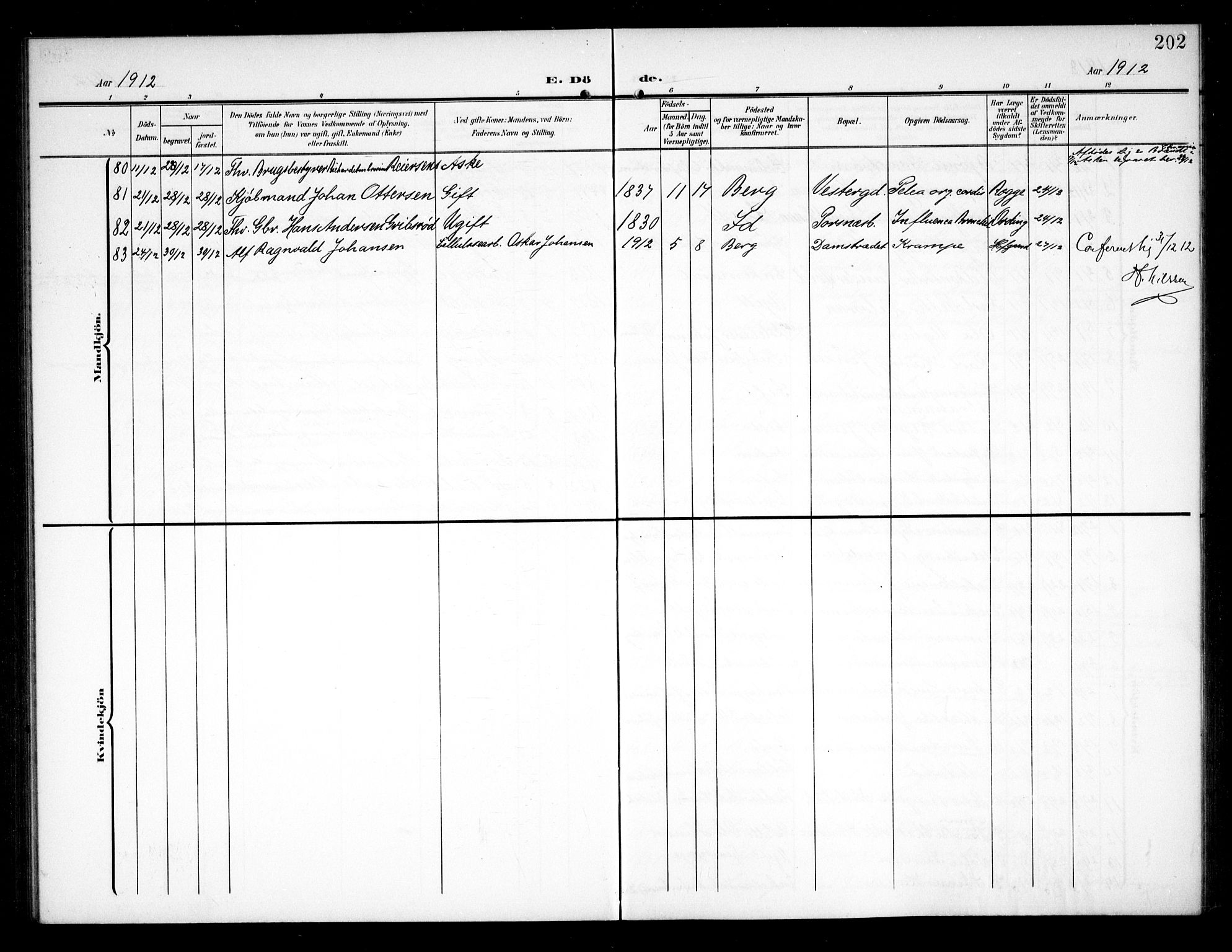 Halden prestekontor Kirkebøker, AV/SAO-A-10909/G/Ga/L0011: Klokkerbok nr. 11, 1906-1934, s. 202