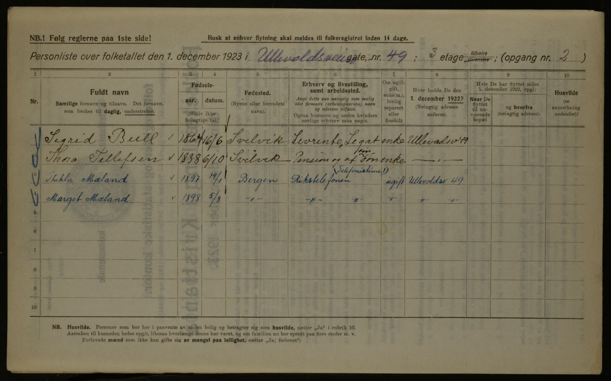 OBA, Kommunal folketelling 1.12.1923 for Kristiania, 1923, s. 131795