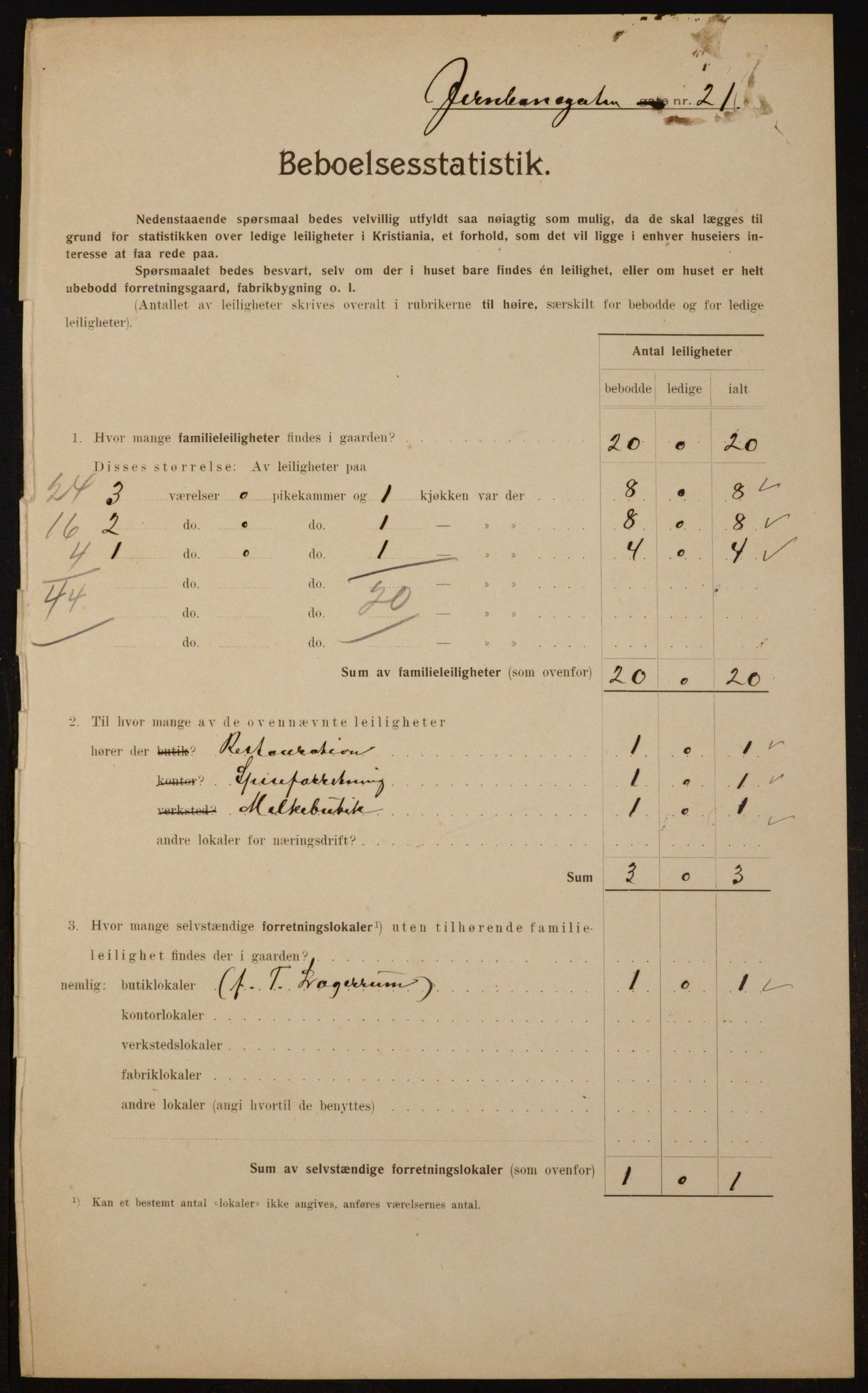 OBA, Kommunal folketelling 1.2.1910 for Kristiania, 1910, s. 45595