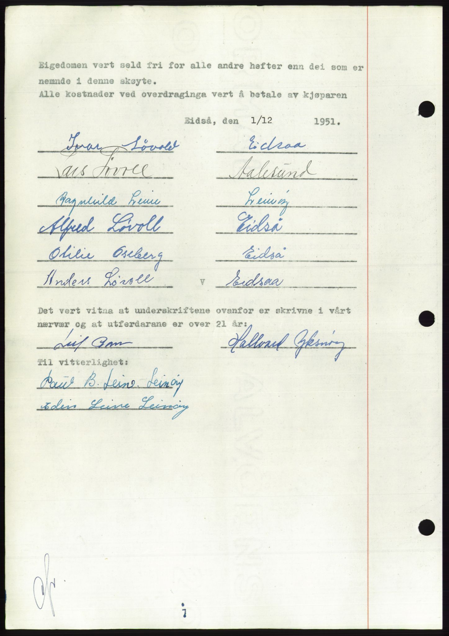 Søre Sunnmøre sorenskriveri, AV/SAT-A-4122/1/2/2C/L0090: Pantebok nr. 16A, 1951-1951, Dagboknr: 2422/1951