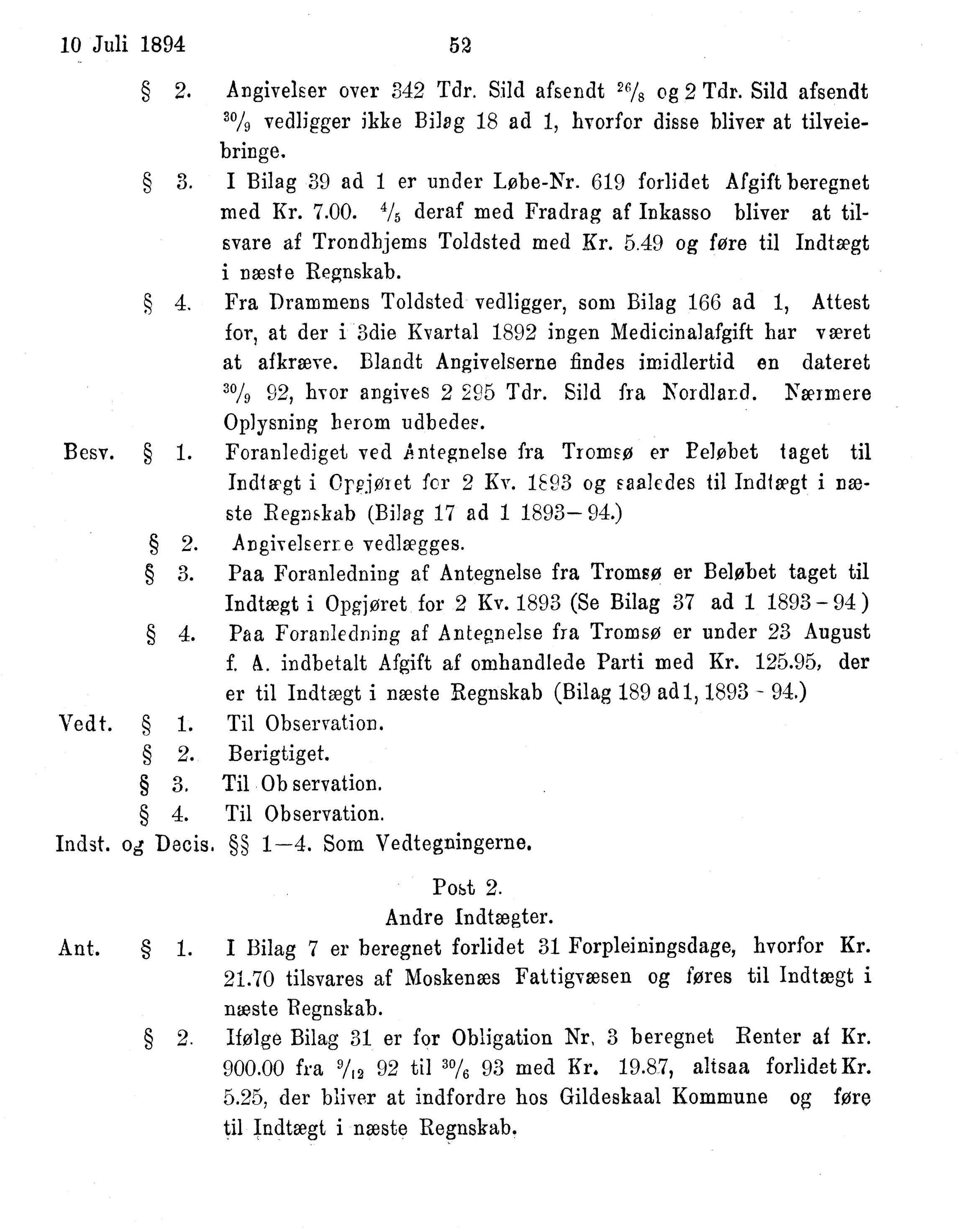 Nordland Fylkeskommune. Fylkestinget, AIN/NFK-17/176/A/Ac/L0017: Fylkestingsforhandlinger 1894, 1894