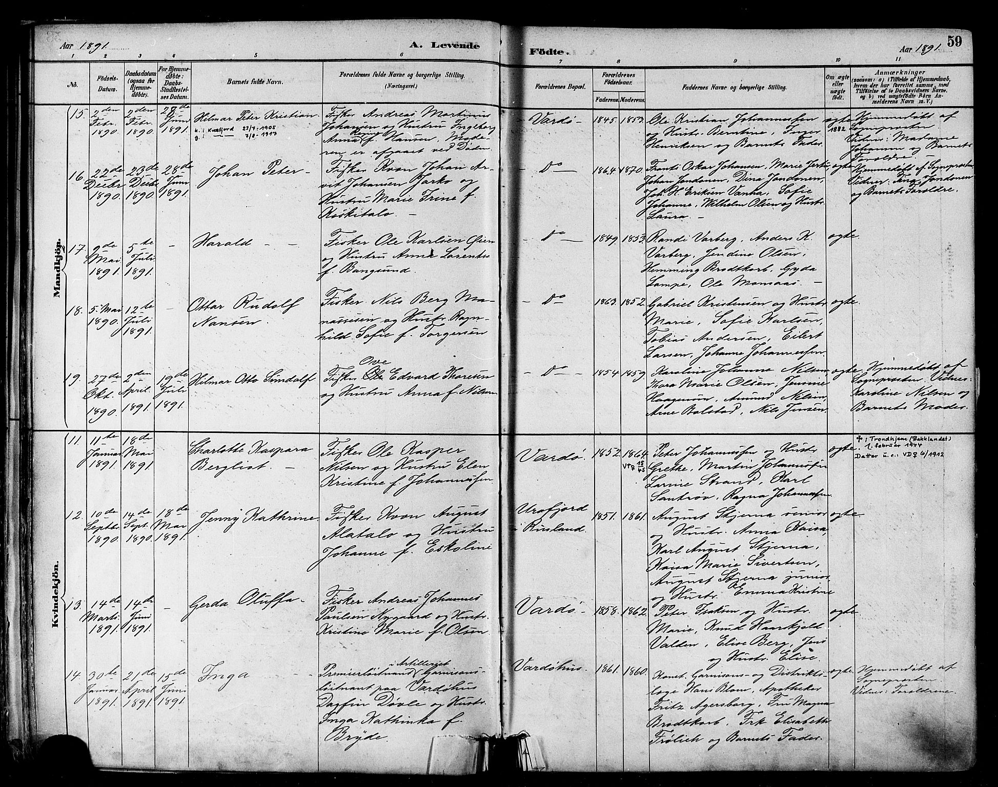 Vardø sokneprestkontor, AV/SATØ-S-1332/H/Ha/L0007kirke: Ministerialbok nr. 7, 1886-1897, s. 59